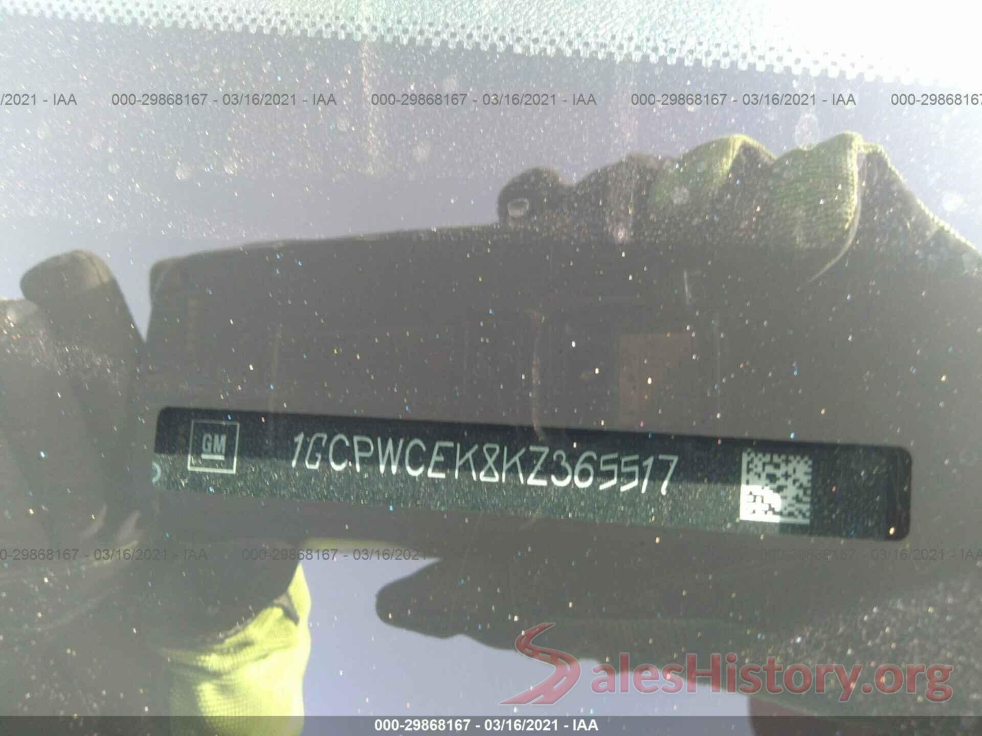 1GCPWCEK8KZ365517 2019 CHEVROLET SILVERADO 1500