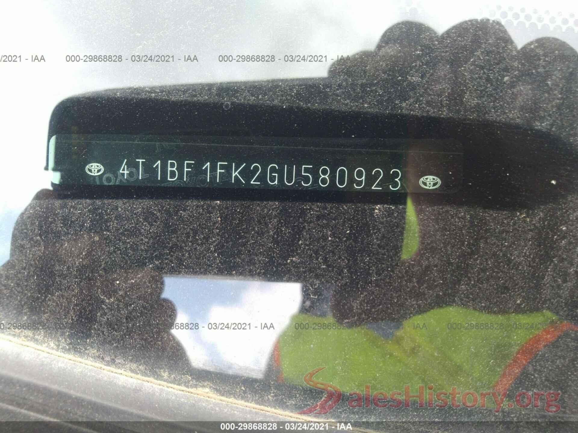 4T1BF1FK2GU580923 2016 TOYOTA CAMRY