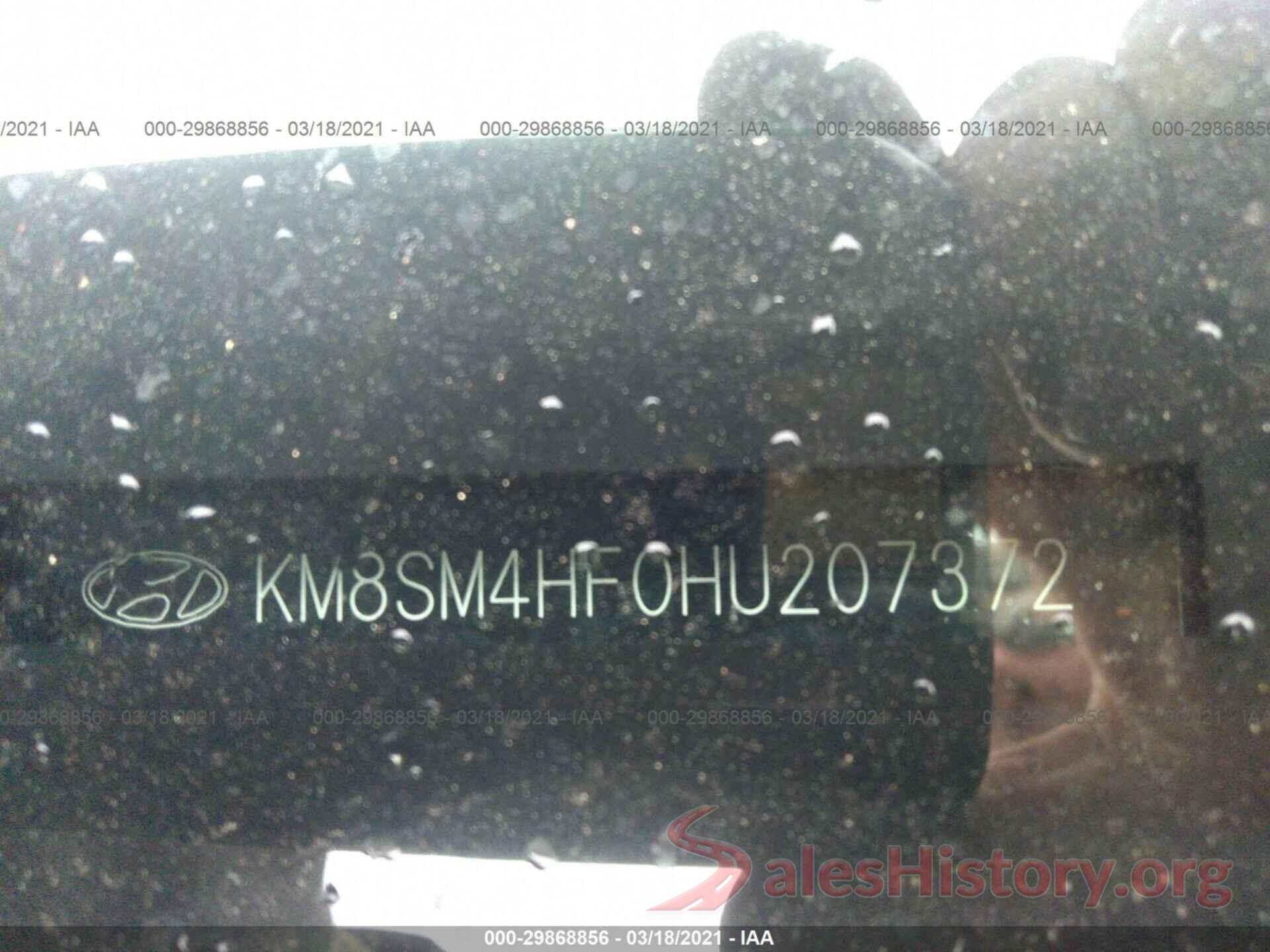 KM8SM4HF0HU207372 2017 HYUNDAI SANTA FE