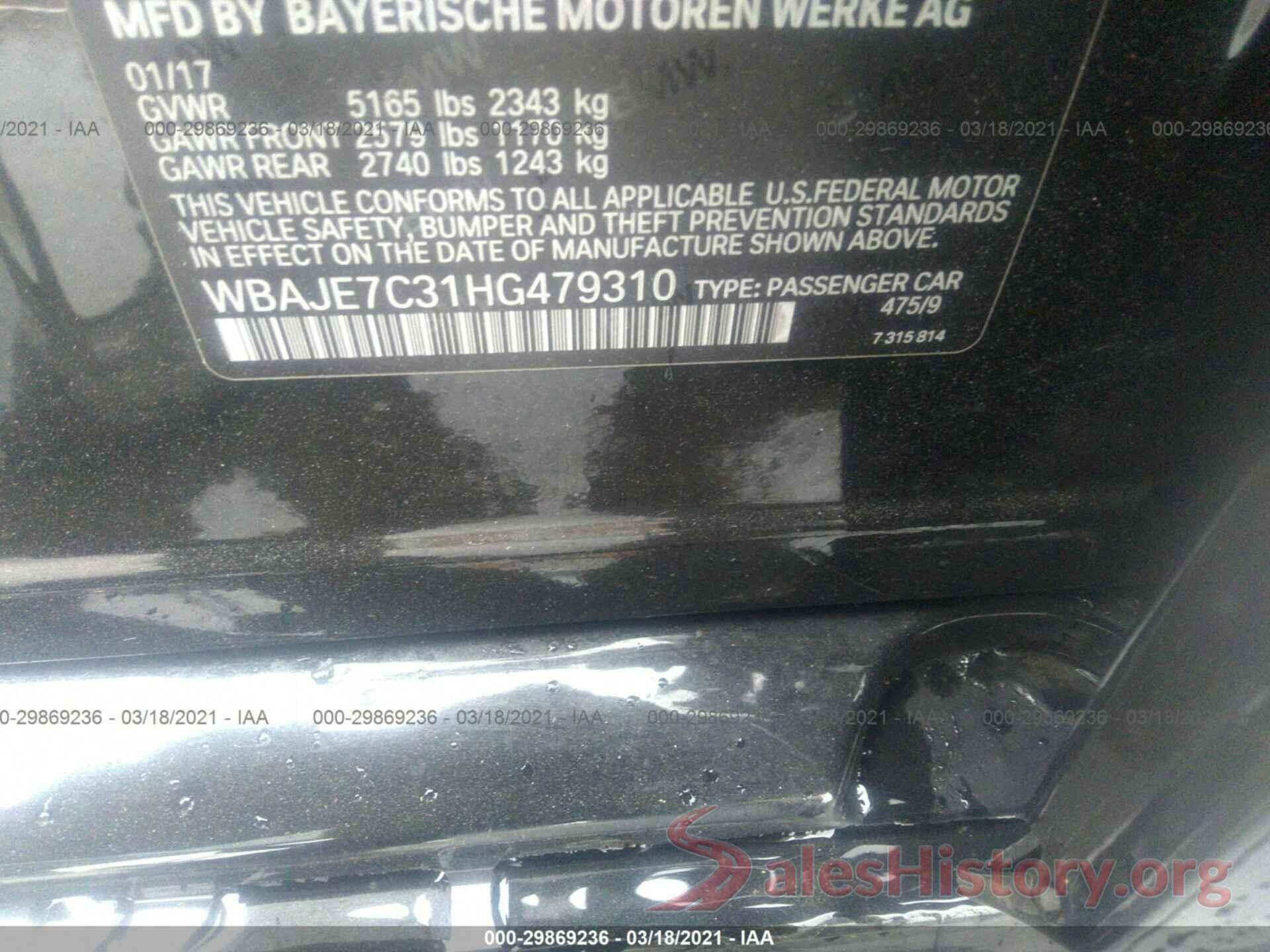 WBAJE7C31HG479310 2017 BMW 5 SERIES