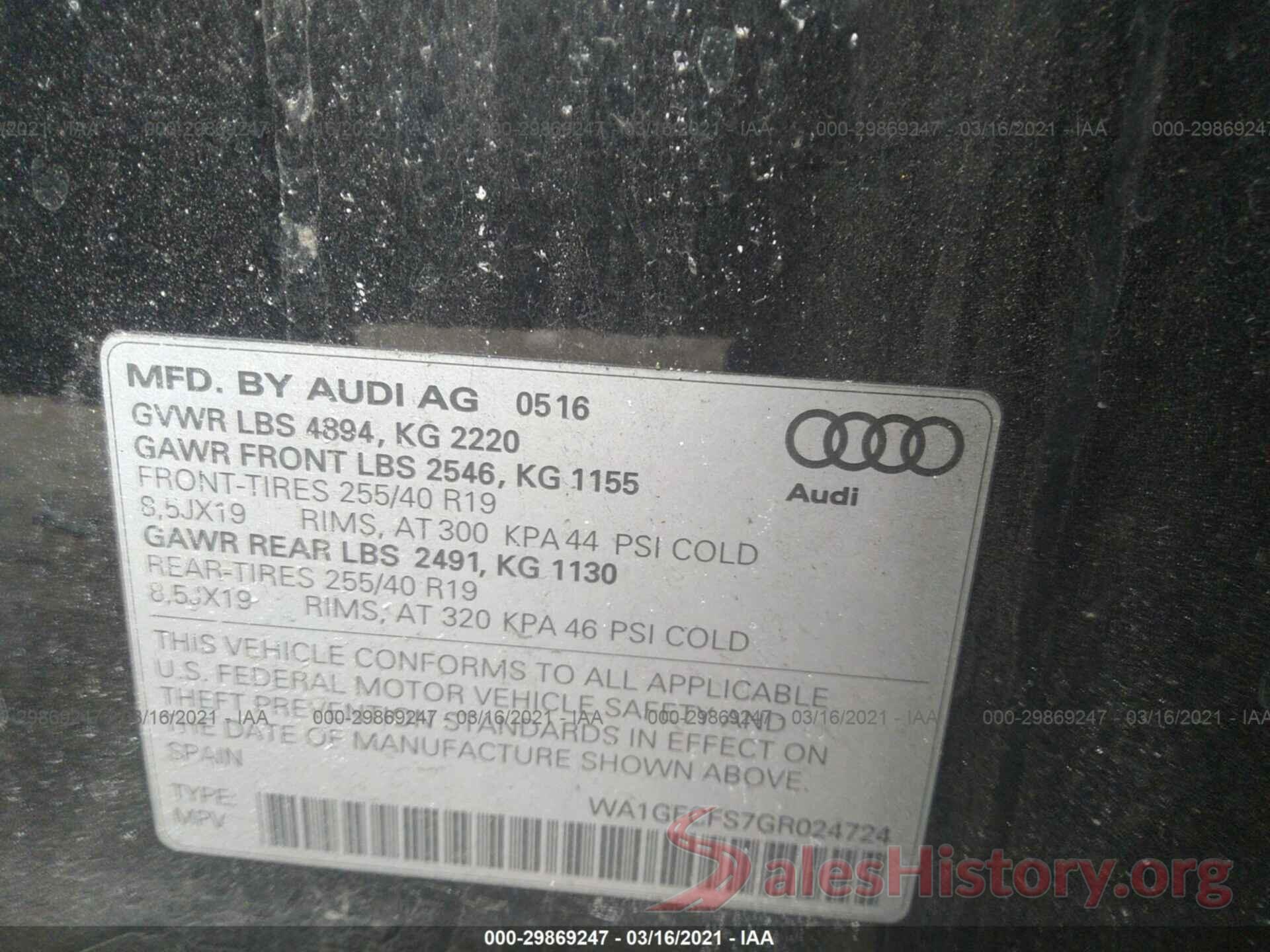 WA1GFCFS7GR024724 2016 AUDI Q3