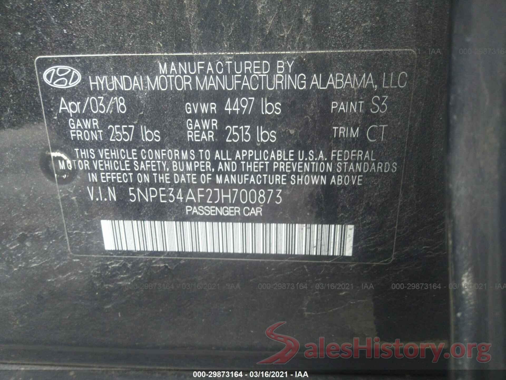 5NPE34AF2JH700873 2018 HYUNDAI SONATA