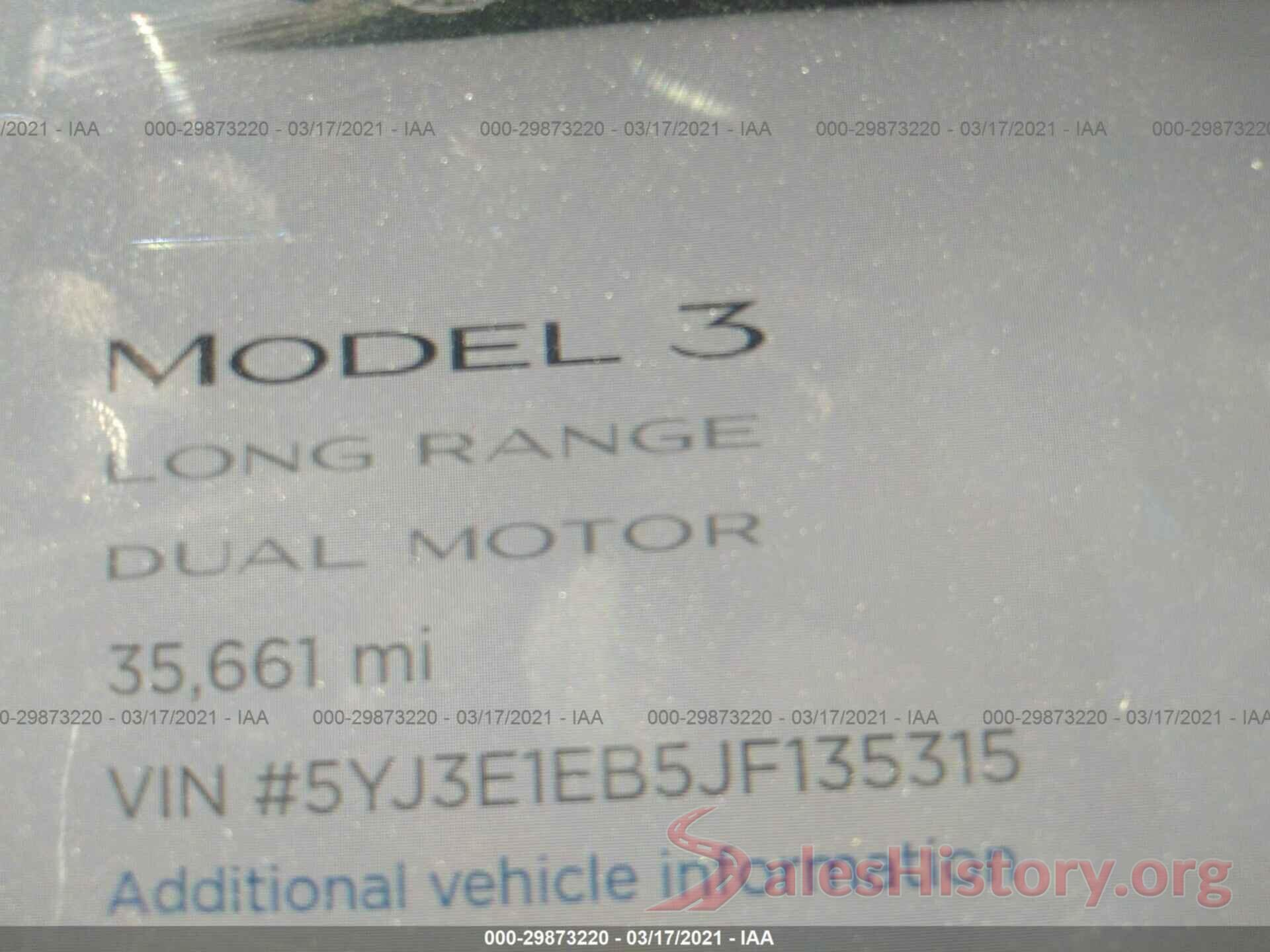 5YJ3E1EB5JF135315 2018 TESLA MODEL 3