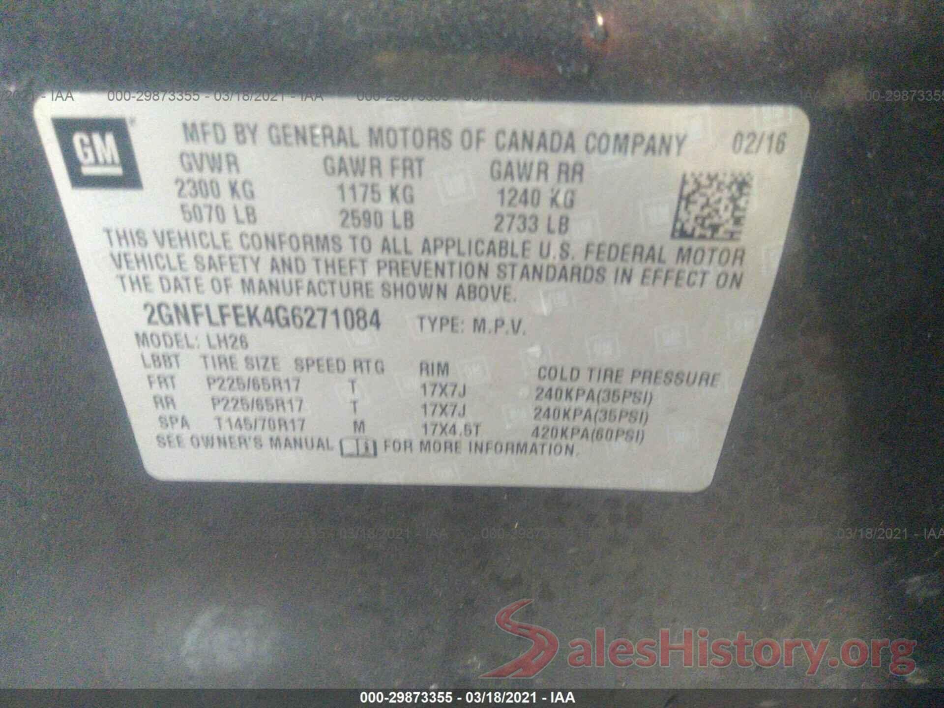 2GNFLFEK4G6271084 2016 CHEVROLET EQUINOX