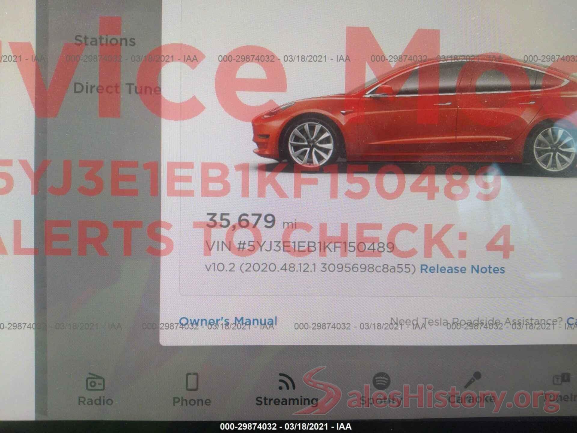 5YJ3E1EB1KF150489 2019 TESLA MODEL 3