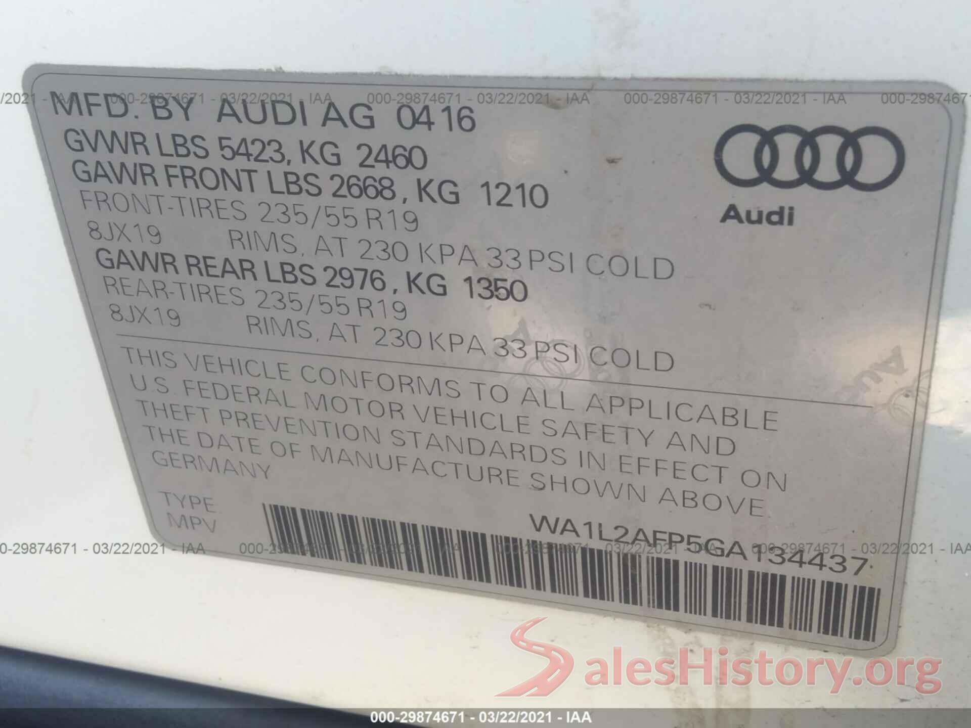 WA1L2AFP5GA134437 2016 AUDI Q5