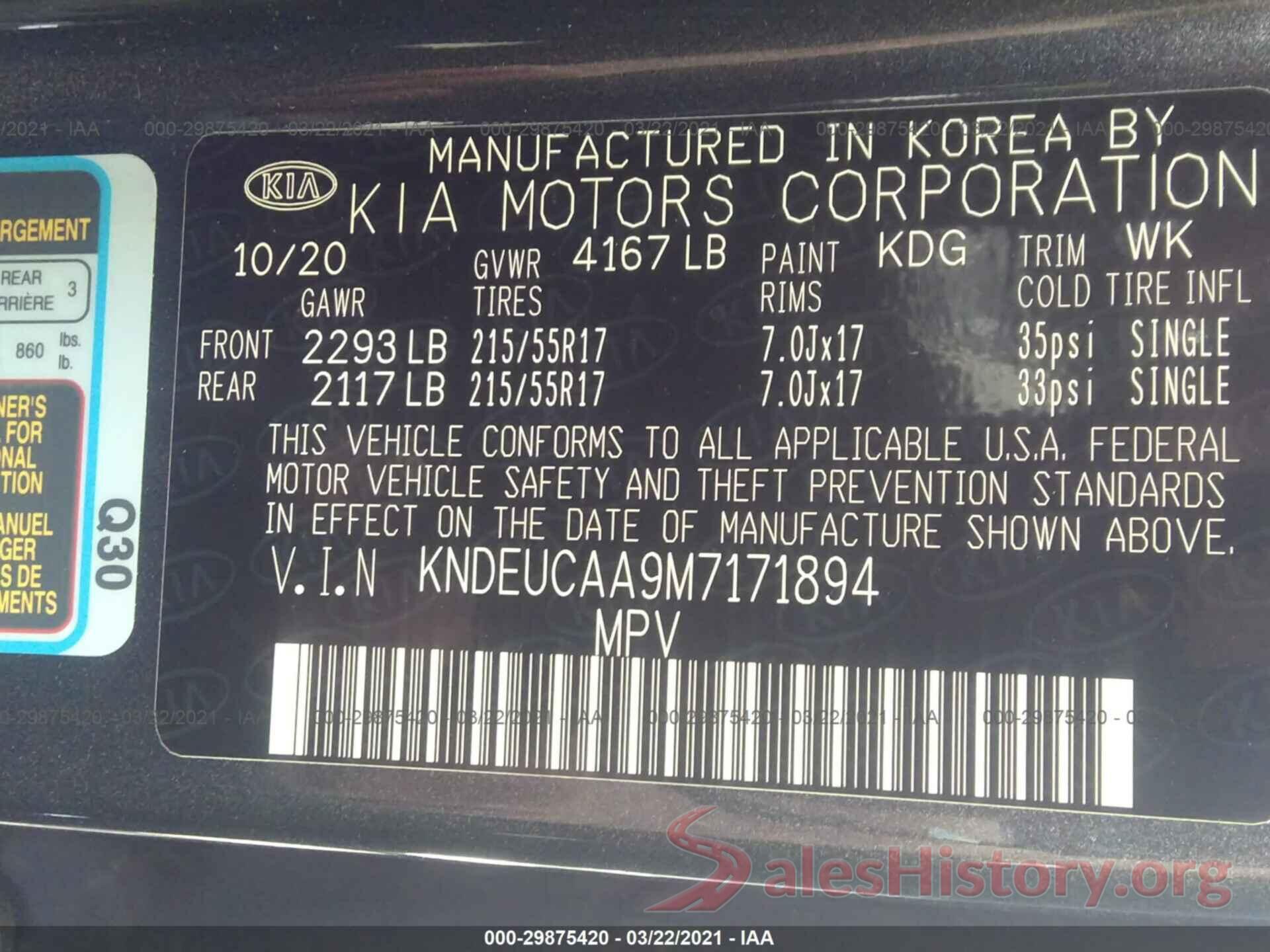 KNDEUCAA9M7171894 2021 KIA SELTOS