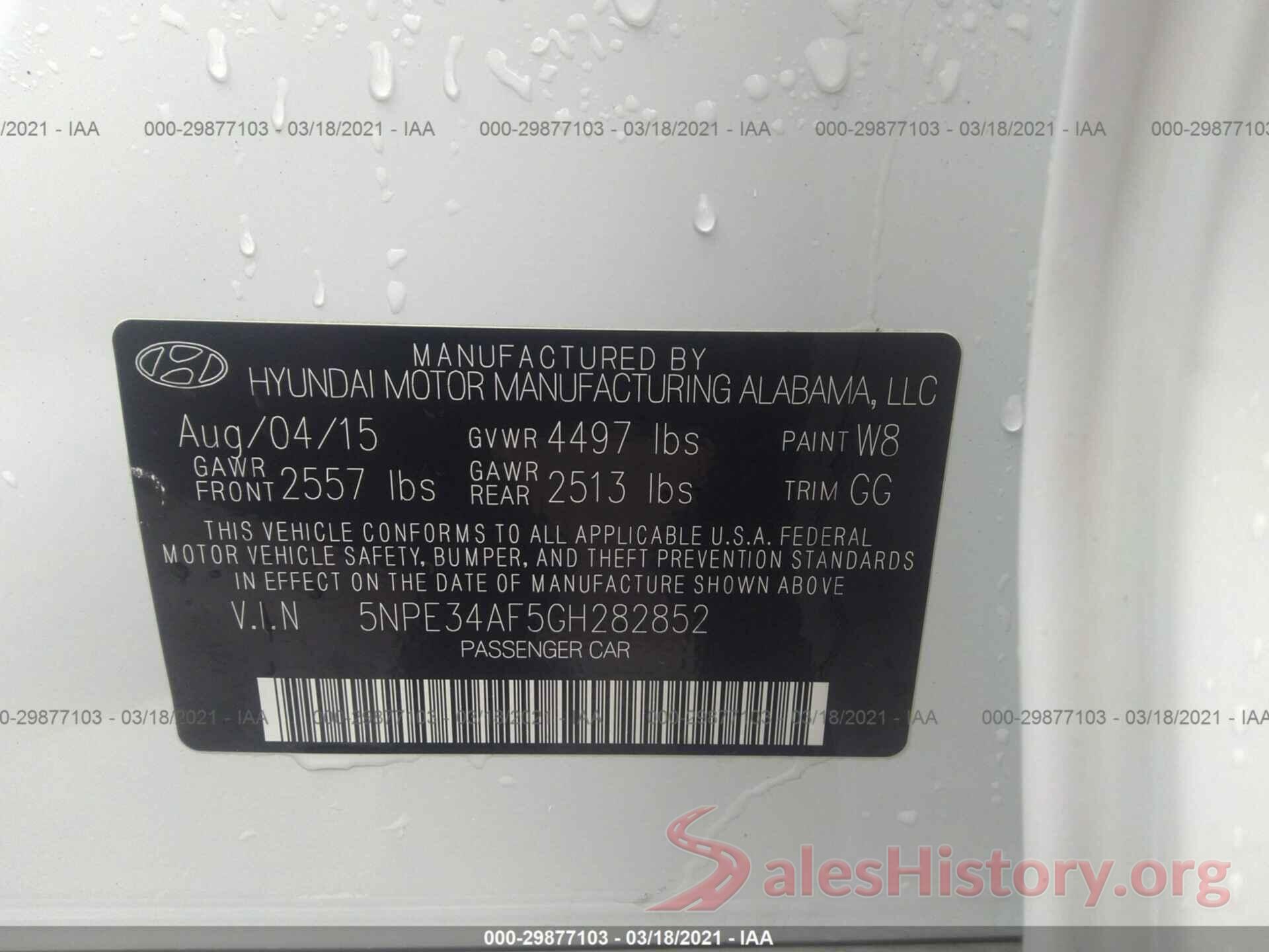 5NPE34AF5GH282852 2016 HYUNDAI SONATA