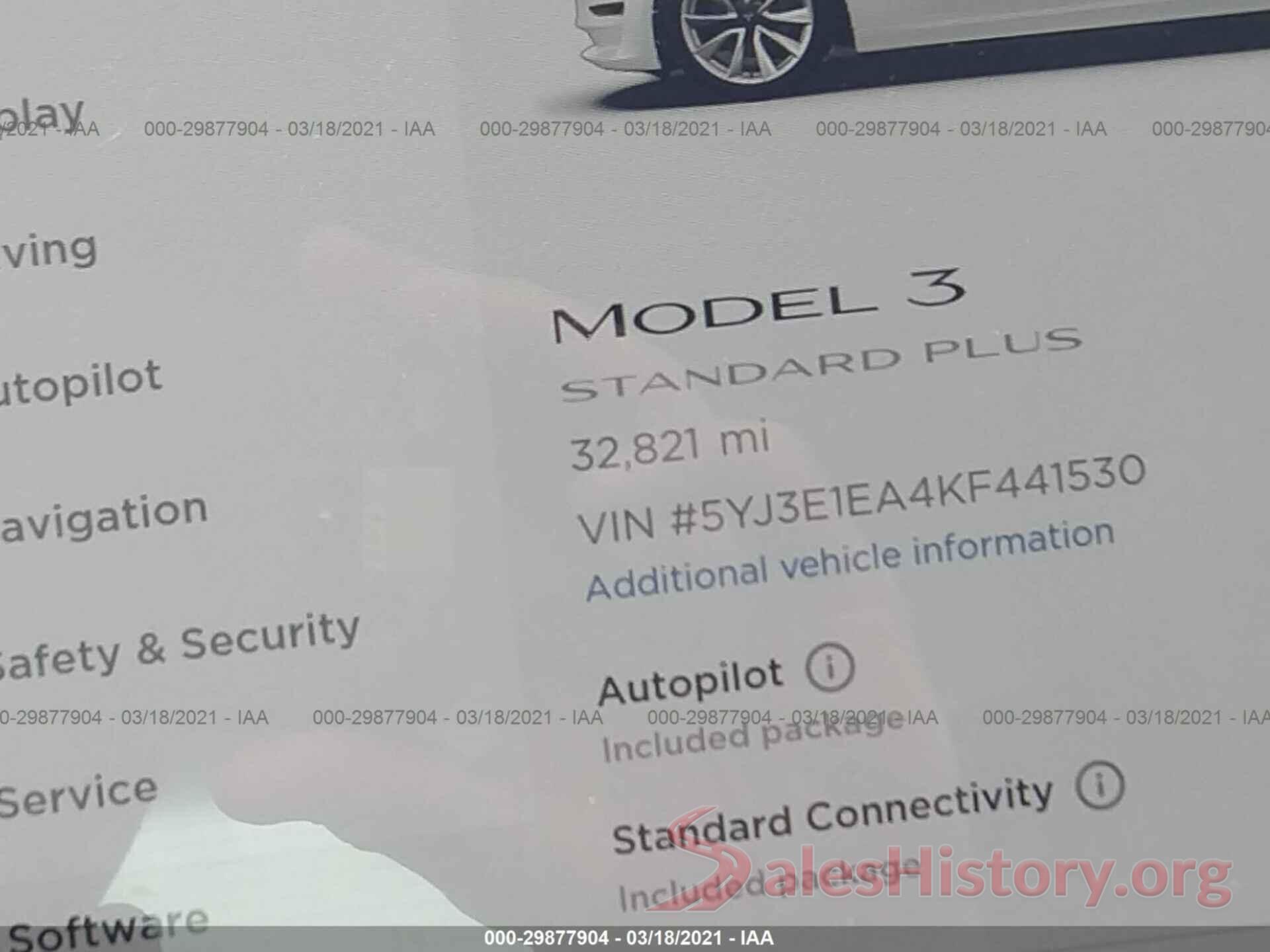 5YJ3E1EA4KF441530 2019 TESLA MODEL 3