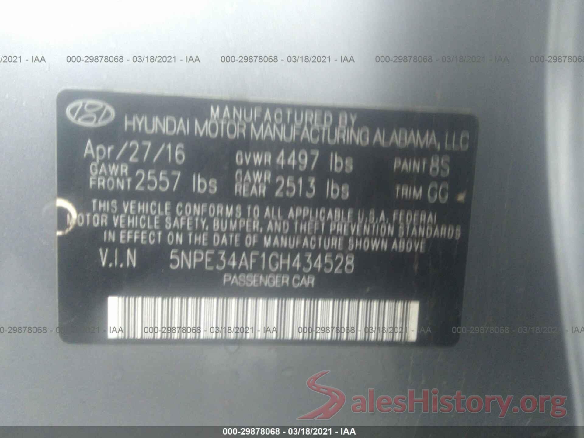 5NPE34AF1GH434528 2016 HYUNDAI SONATA