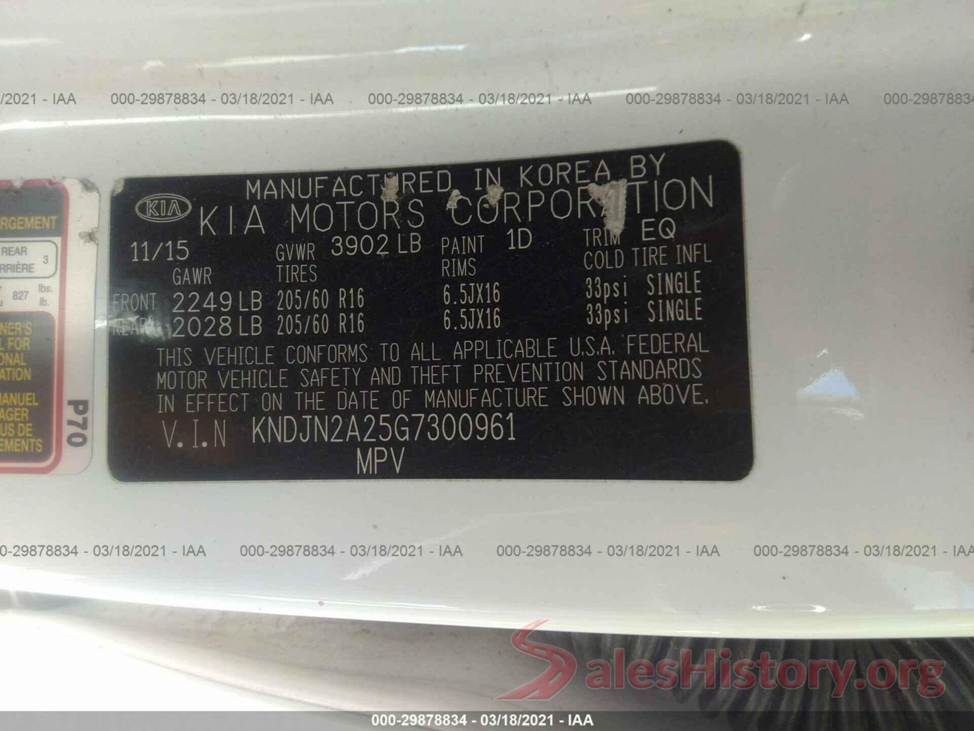 KNDJN2A25G7300961 2016 KIA SOUL