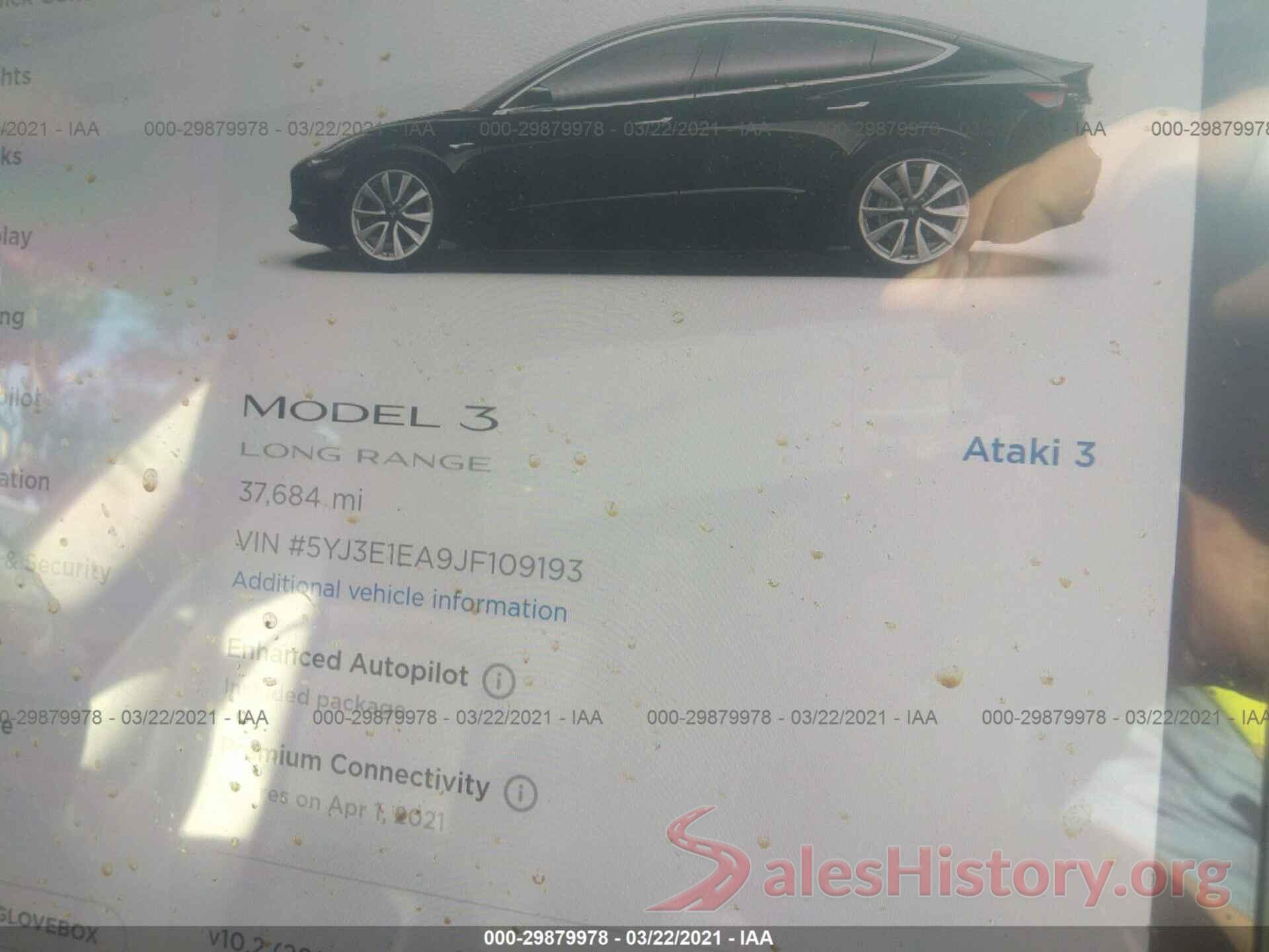 5YJ3E1EA9JF109193 2018 TESLA MODEL 3