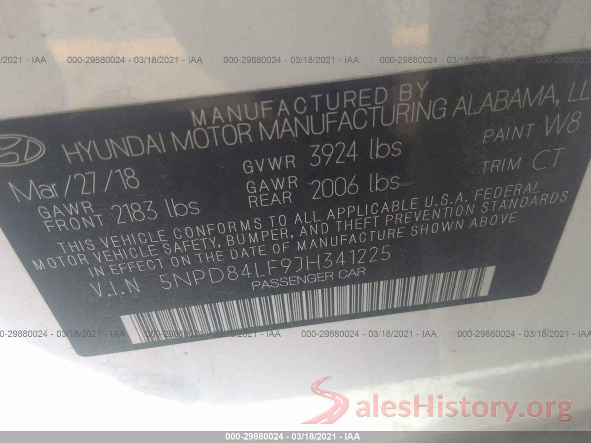 5NPD84LF9JH341225 2018 HYUNDAI ELANTRA