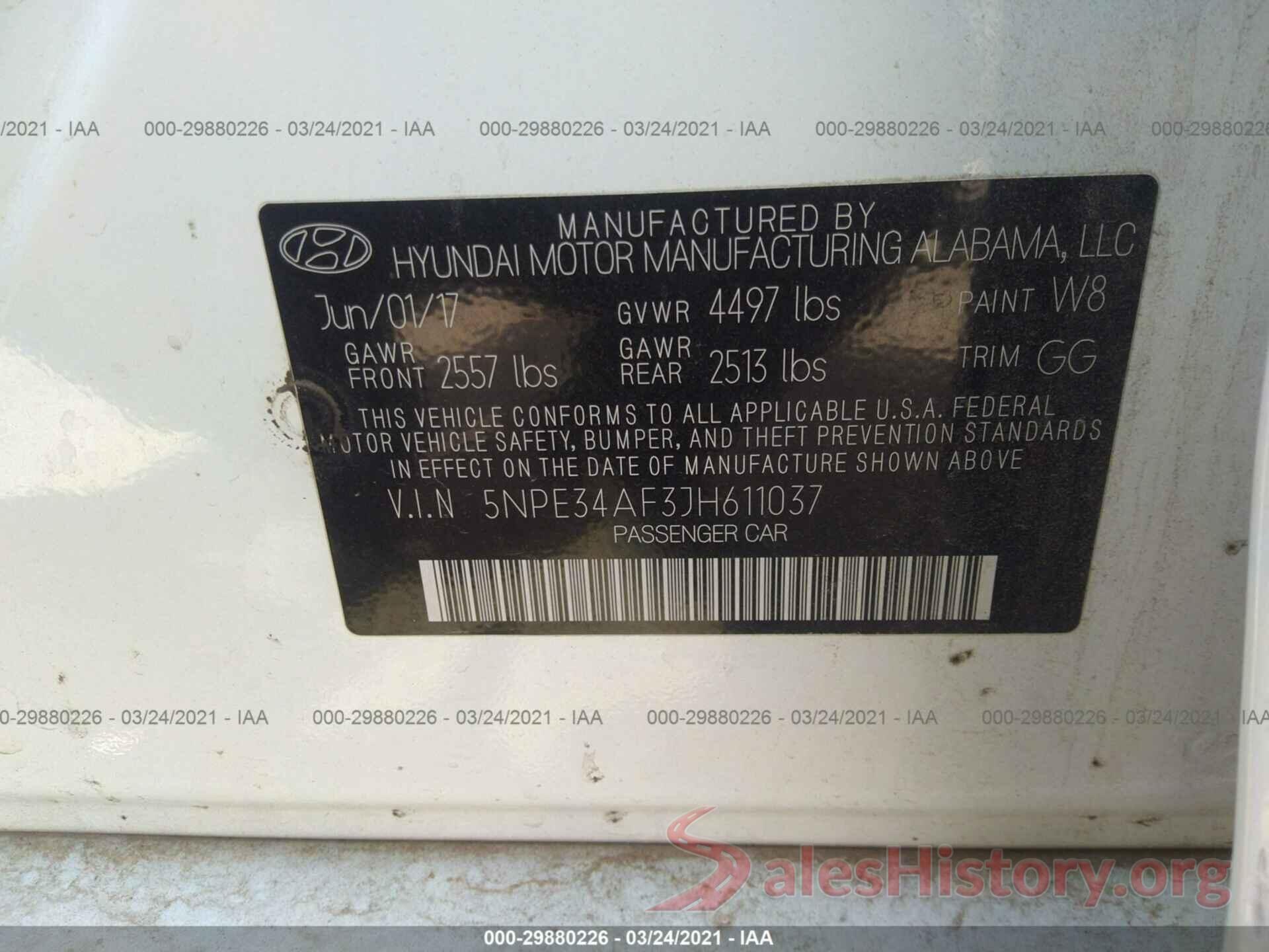 5NPE34AF3JH611037 2018 HYUNDAI SONATA