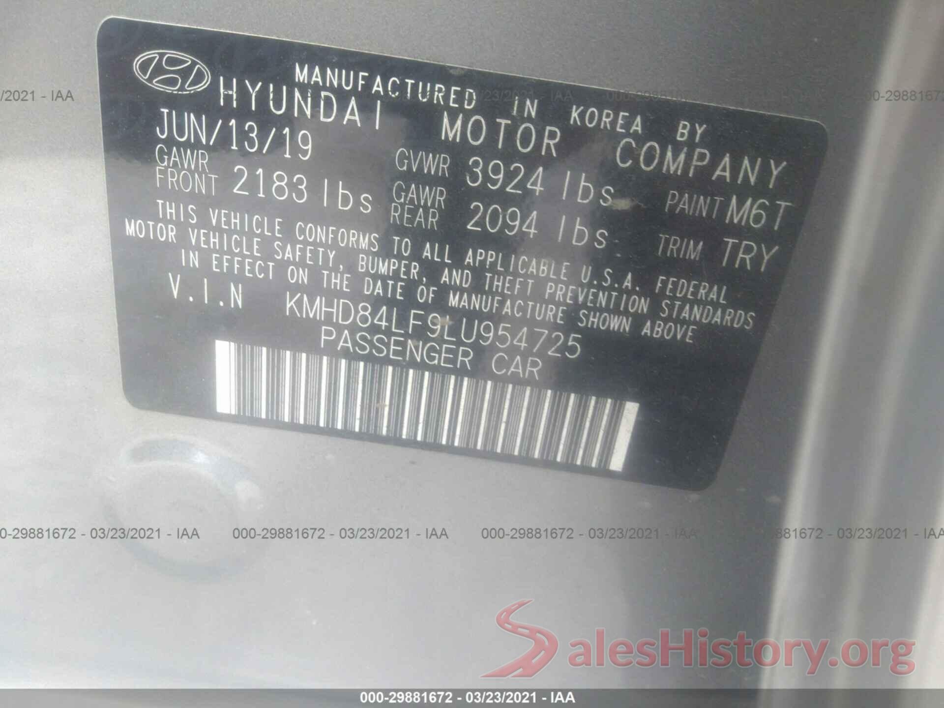 KMHD84LF9LU954725 2020 HYUNDAI ELANTRA