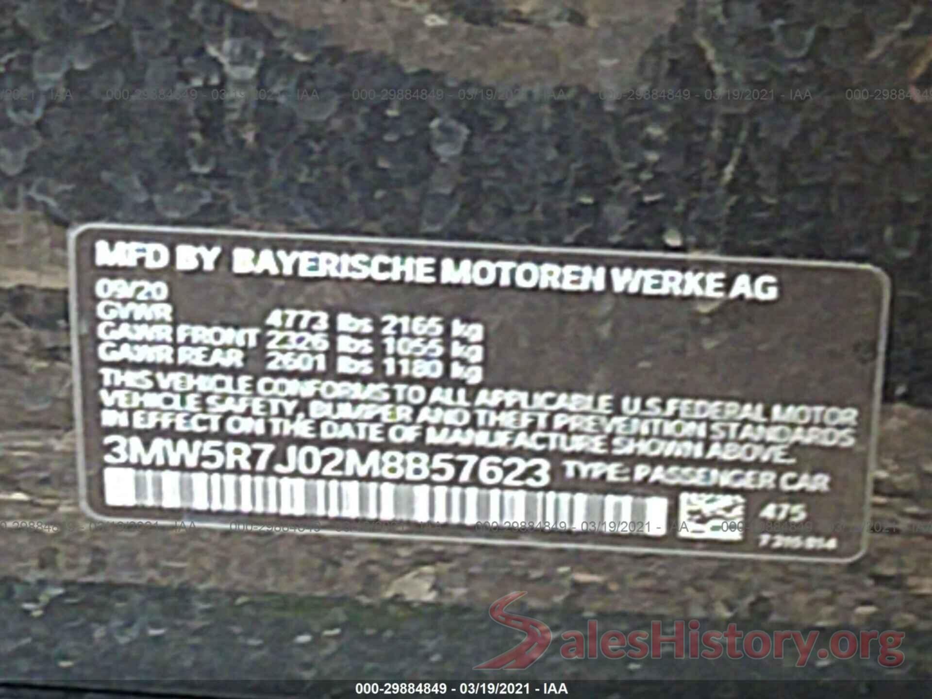 3MW5R7J02M8B57623 2021 BMW 3 SERIES