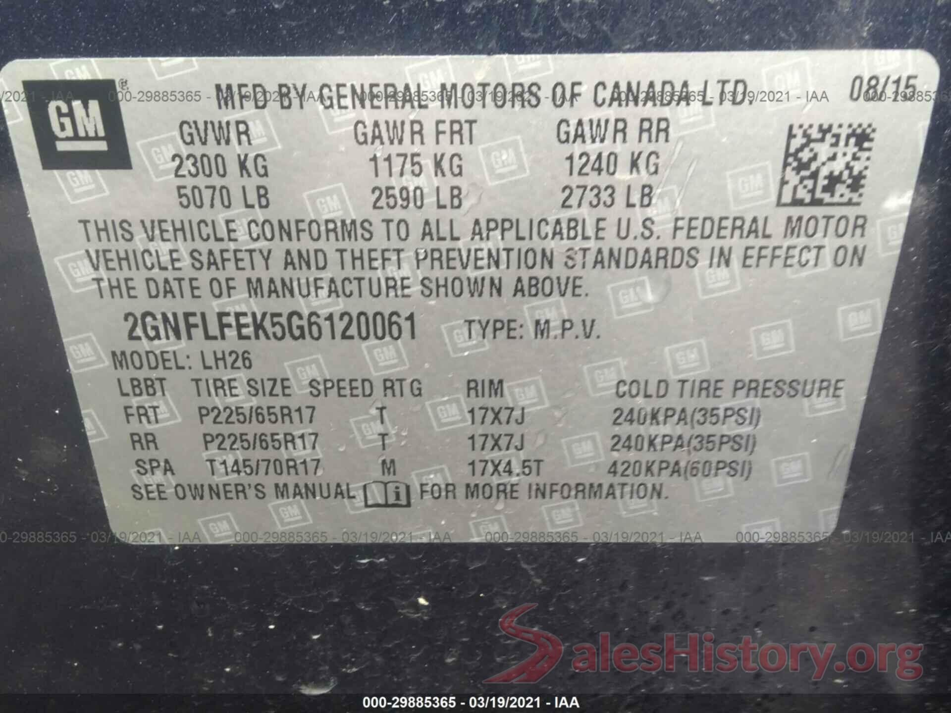 2GNFLFEK5G6120061 2016 CHEVROLET EQUINOX