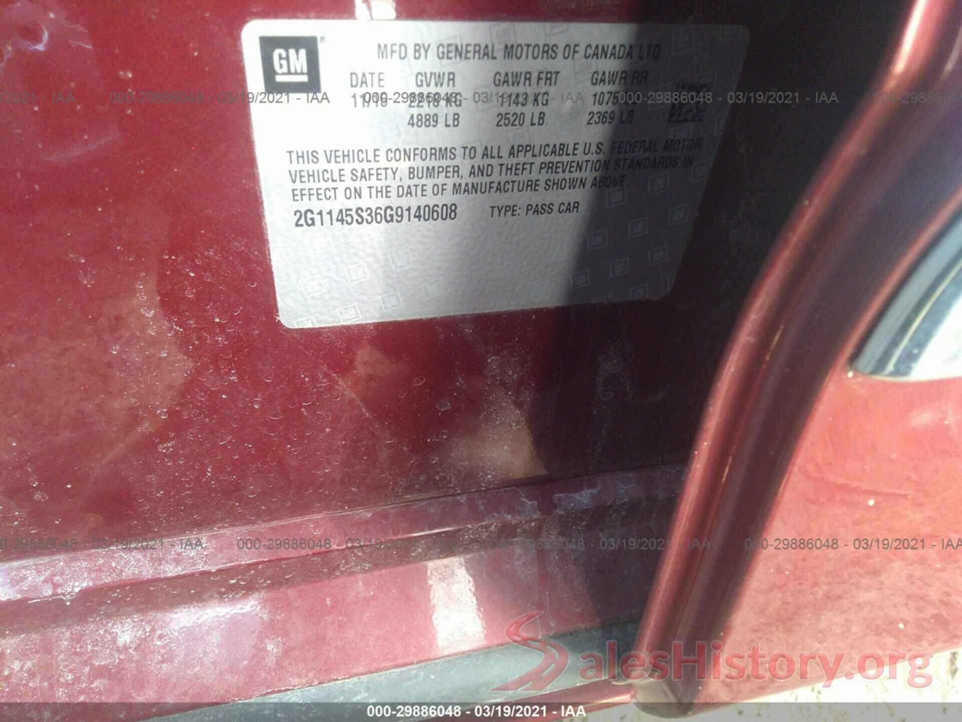 2G1145S36G9140608 2016 CHEVROLET IMPALA