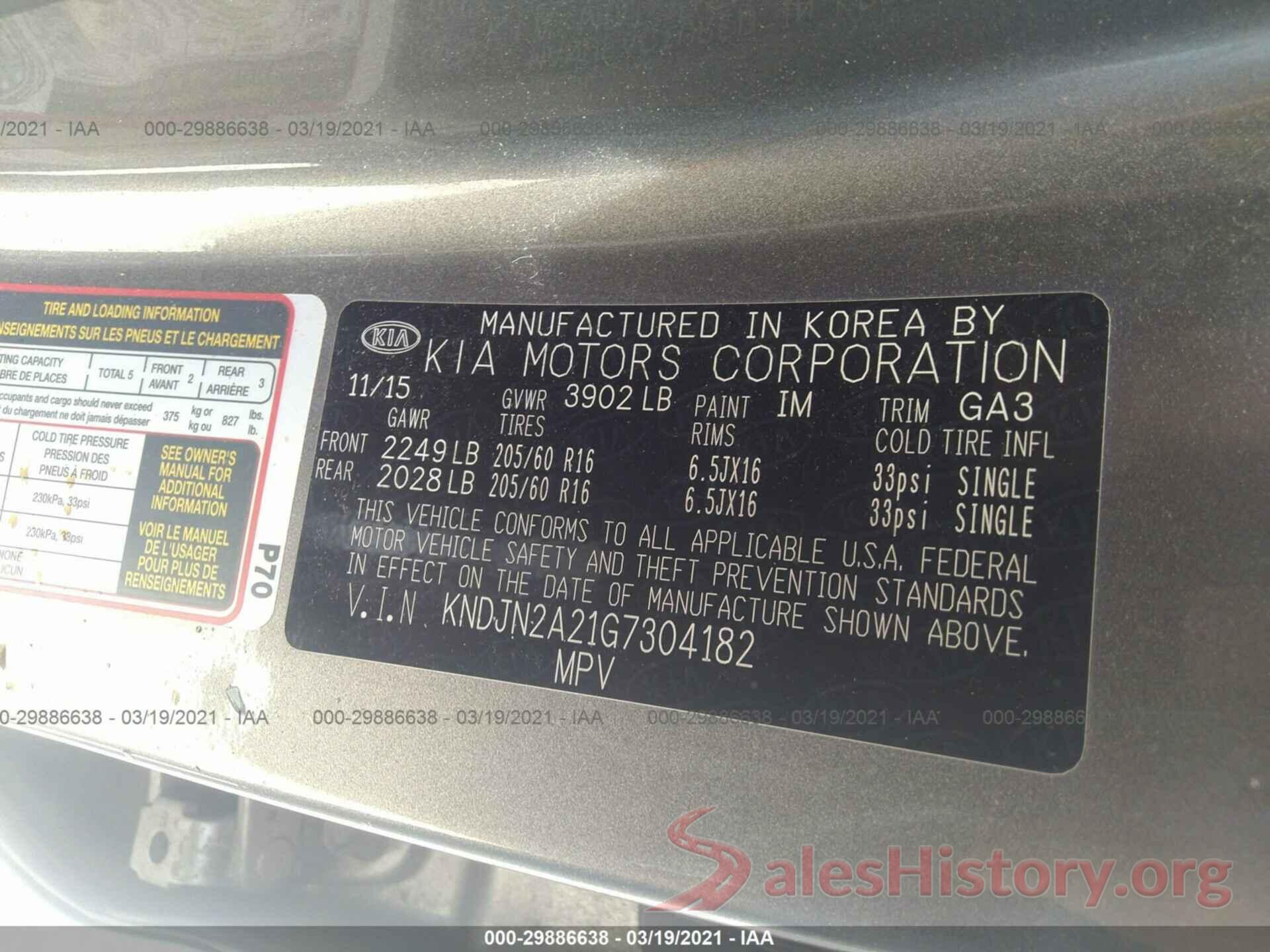 KNDJN2A21G7304182 2016 KIA SOUL