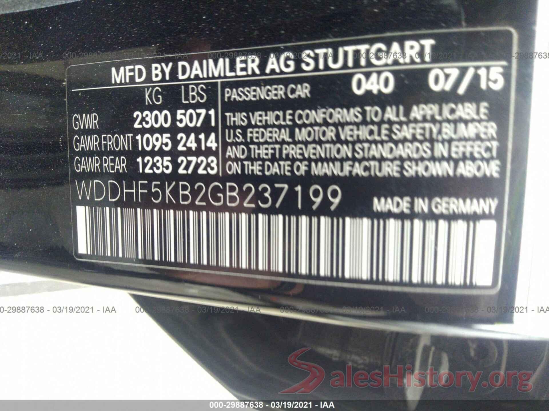 WDDHF5KB2GB237199 2016 MERCEDES-BENZ E-CLASS