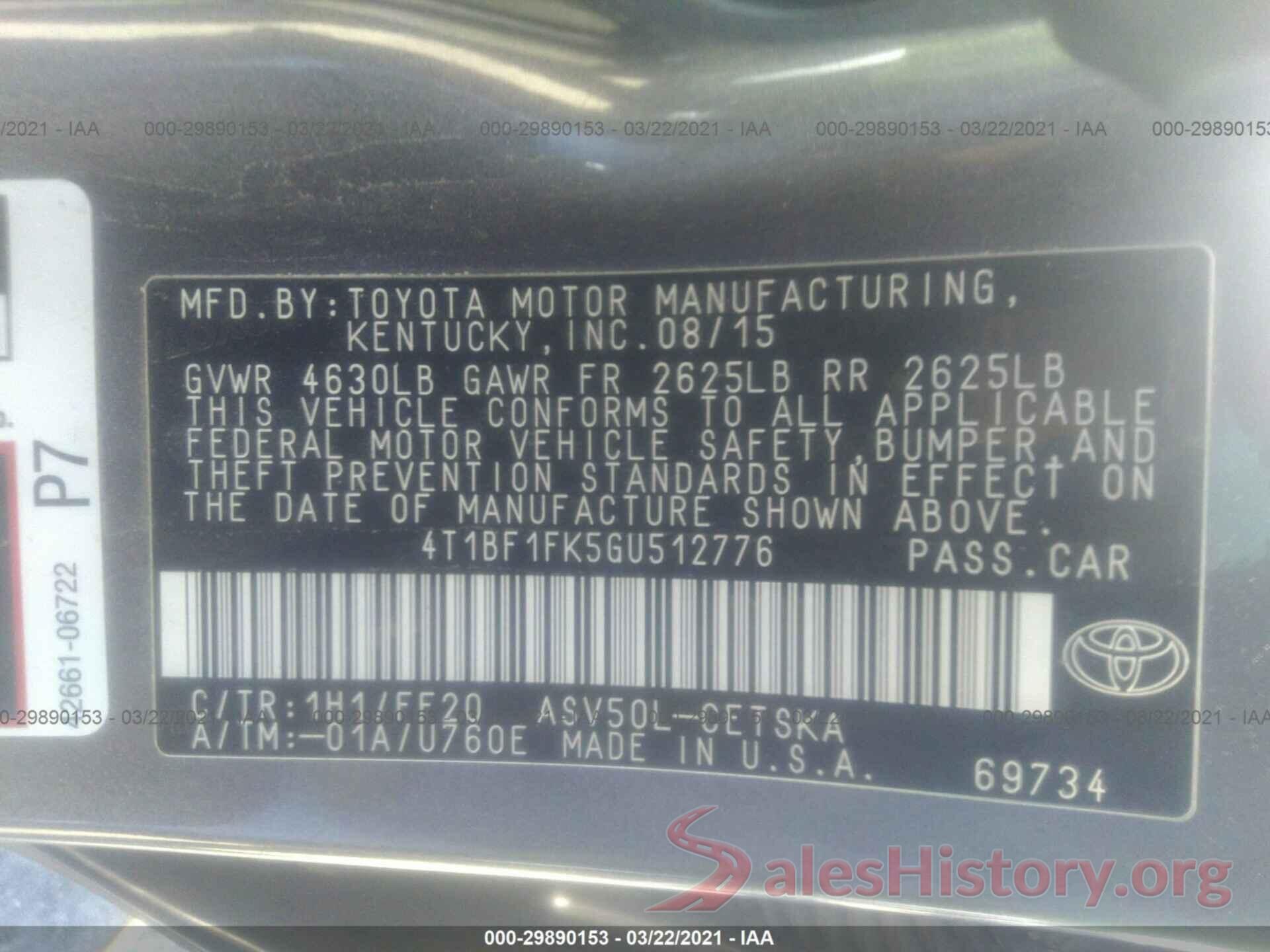 4T1BF1FK5GU512776 2016 TOYOTA CAMRY