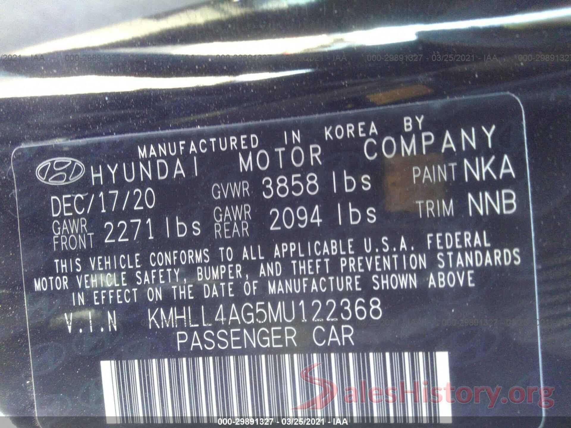 KMHLL4AG5MU122368 2021 HYUNDAI ELANTRA