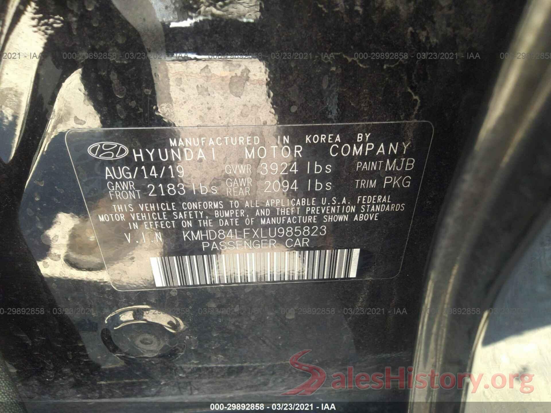 KMHD84LFXLU985823 2020 HYUNDAI ELANTRA