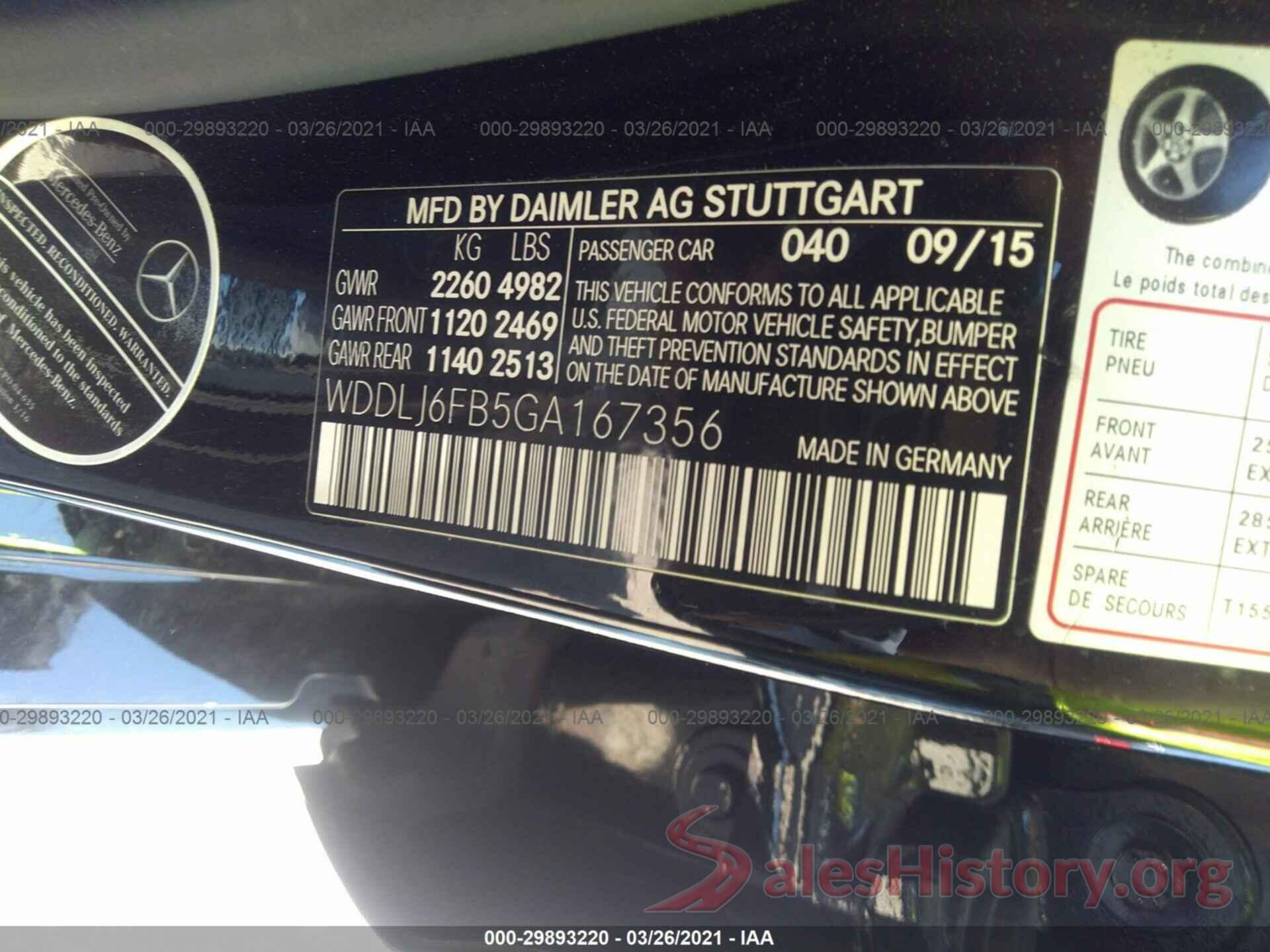 WDDLJ6FB5GA167356 2016 MERCEDES-BENZ CLS