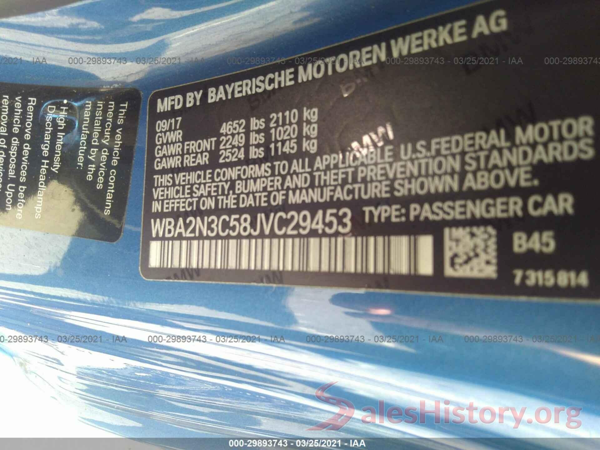 WBA2N3C58JVC29453 2018 BMW 2 SERIES