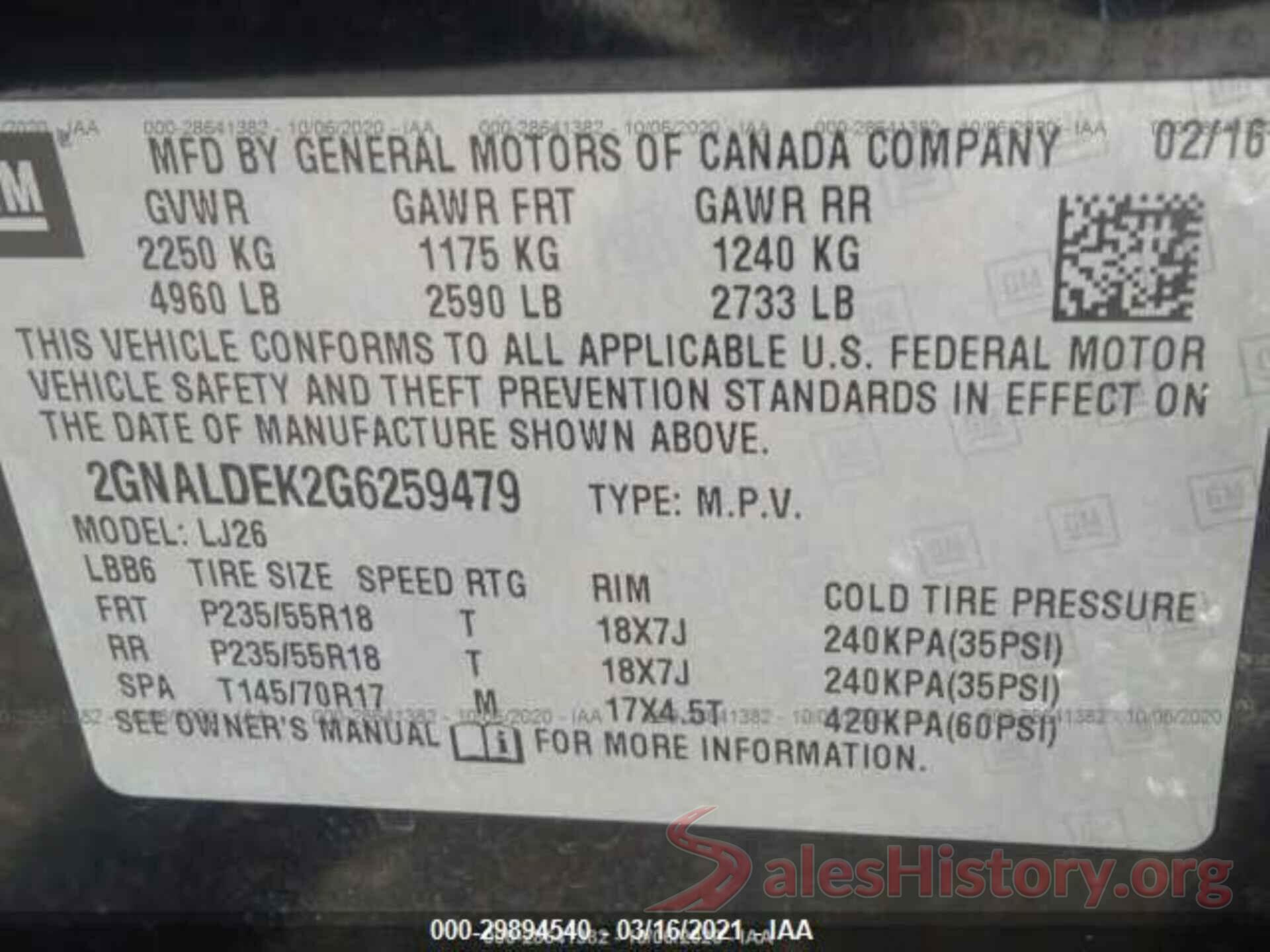 2GNALDEK2G6259479 2016 CHEVROLET EQUINOX