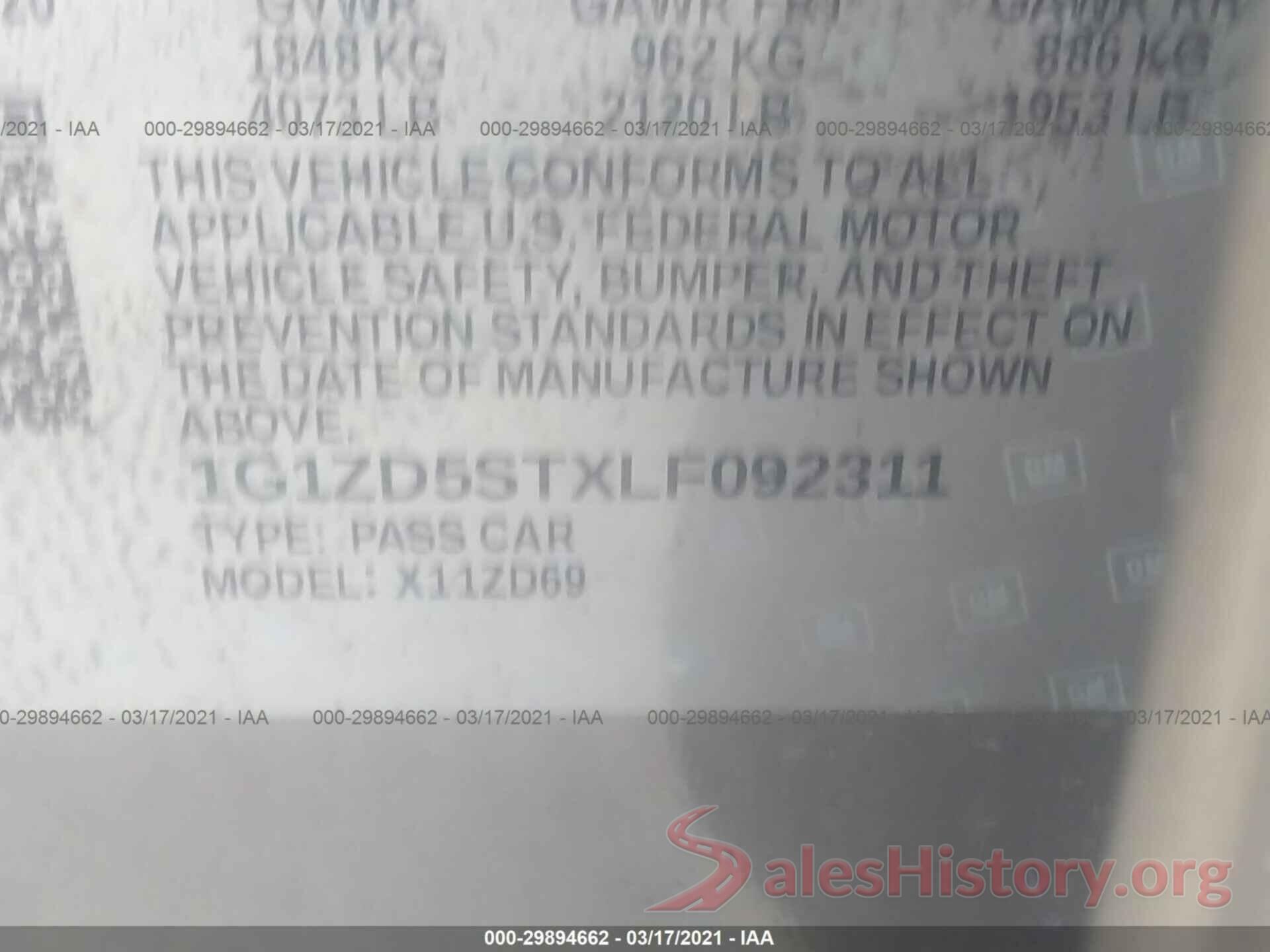 1G1ZD5STXLF092311 2020 CHEVROLET MALIBU