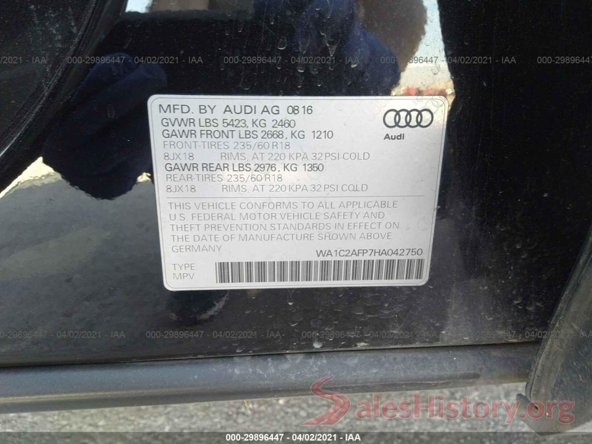 WA1C2AFP7HA042750 2017 AUDI Q5