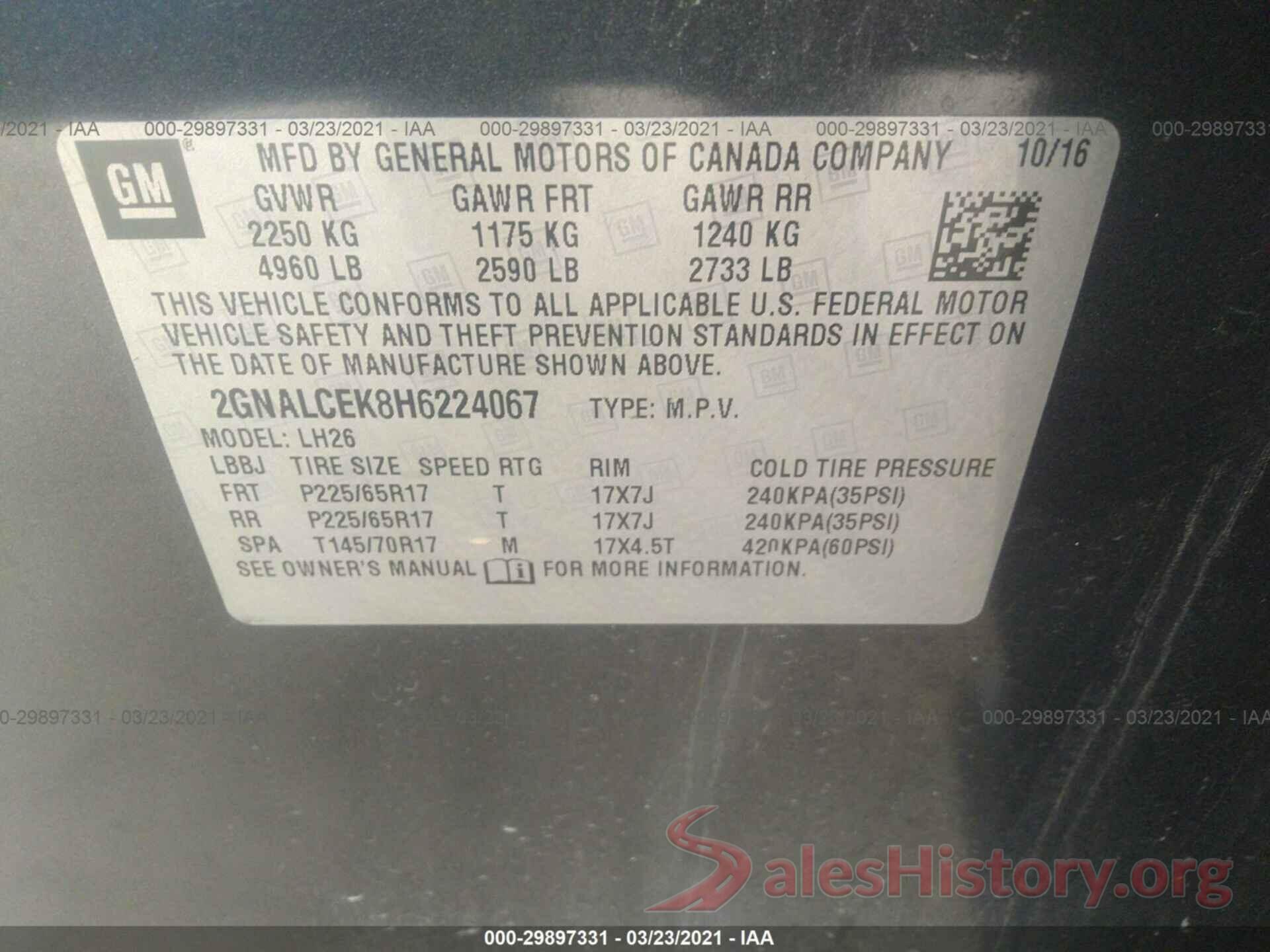 2GNALCEK8H6224067 2017 CHEVROLET EQUINOX