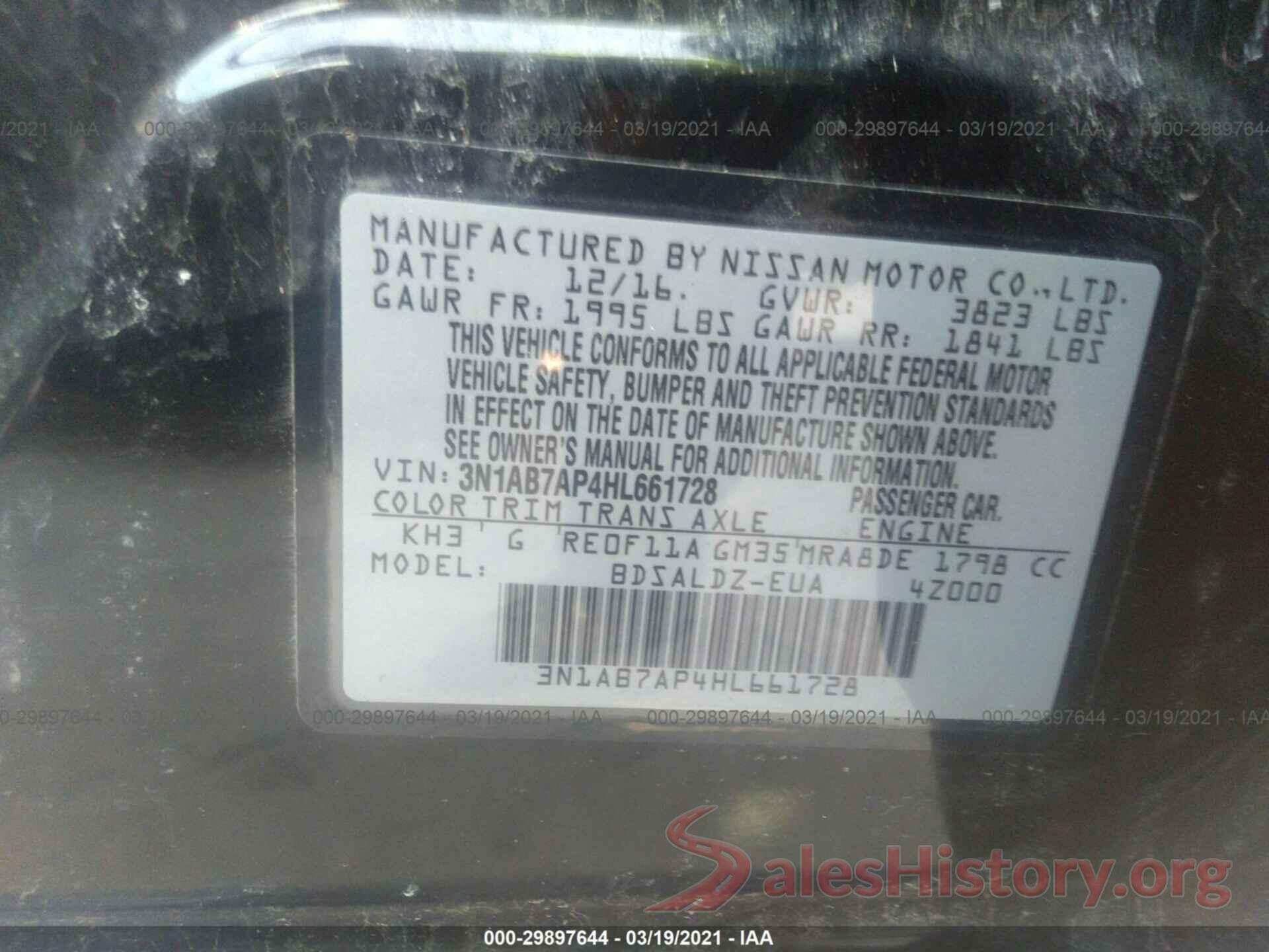 3N1AB7AP4HL661728 2017 NISSAN SENTRA