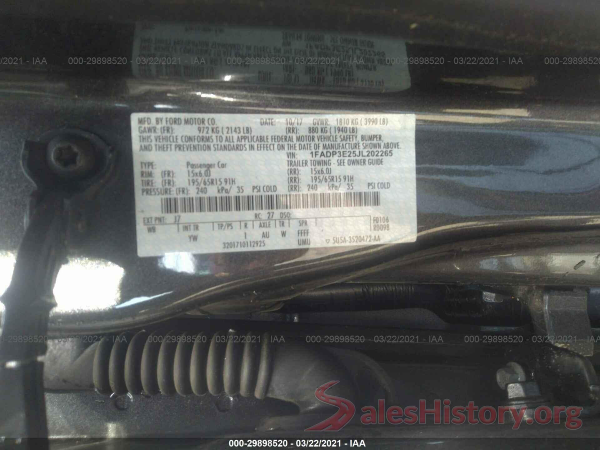 1FADP3E25JL202265 2018 FORD FOCUS