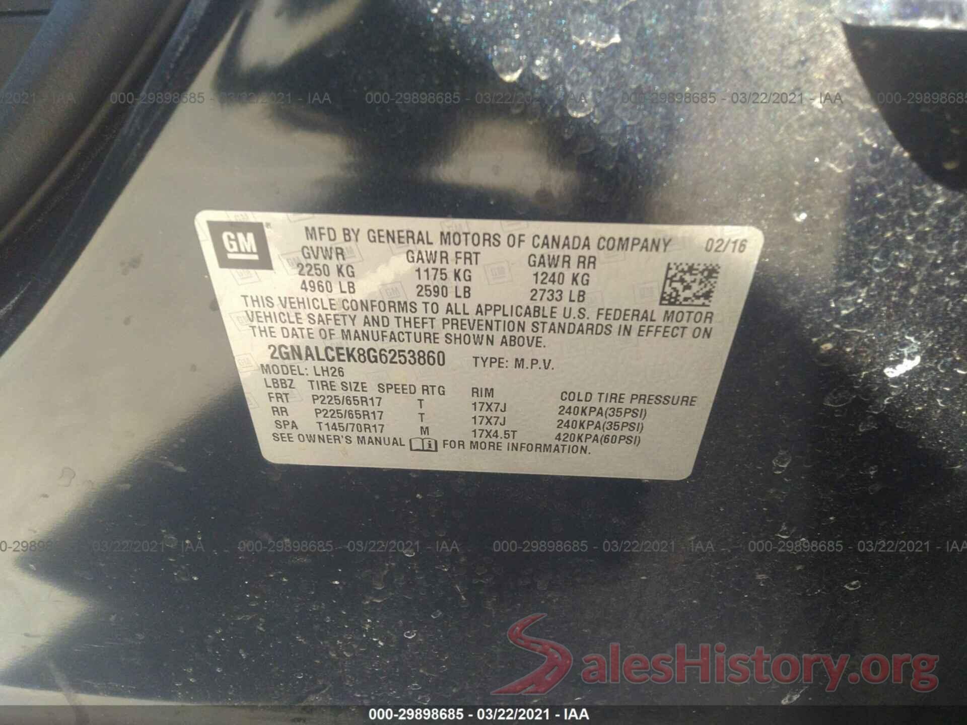 2GNALCEK8G6253860 2016 CHEVROLET EQUINOX