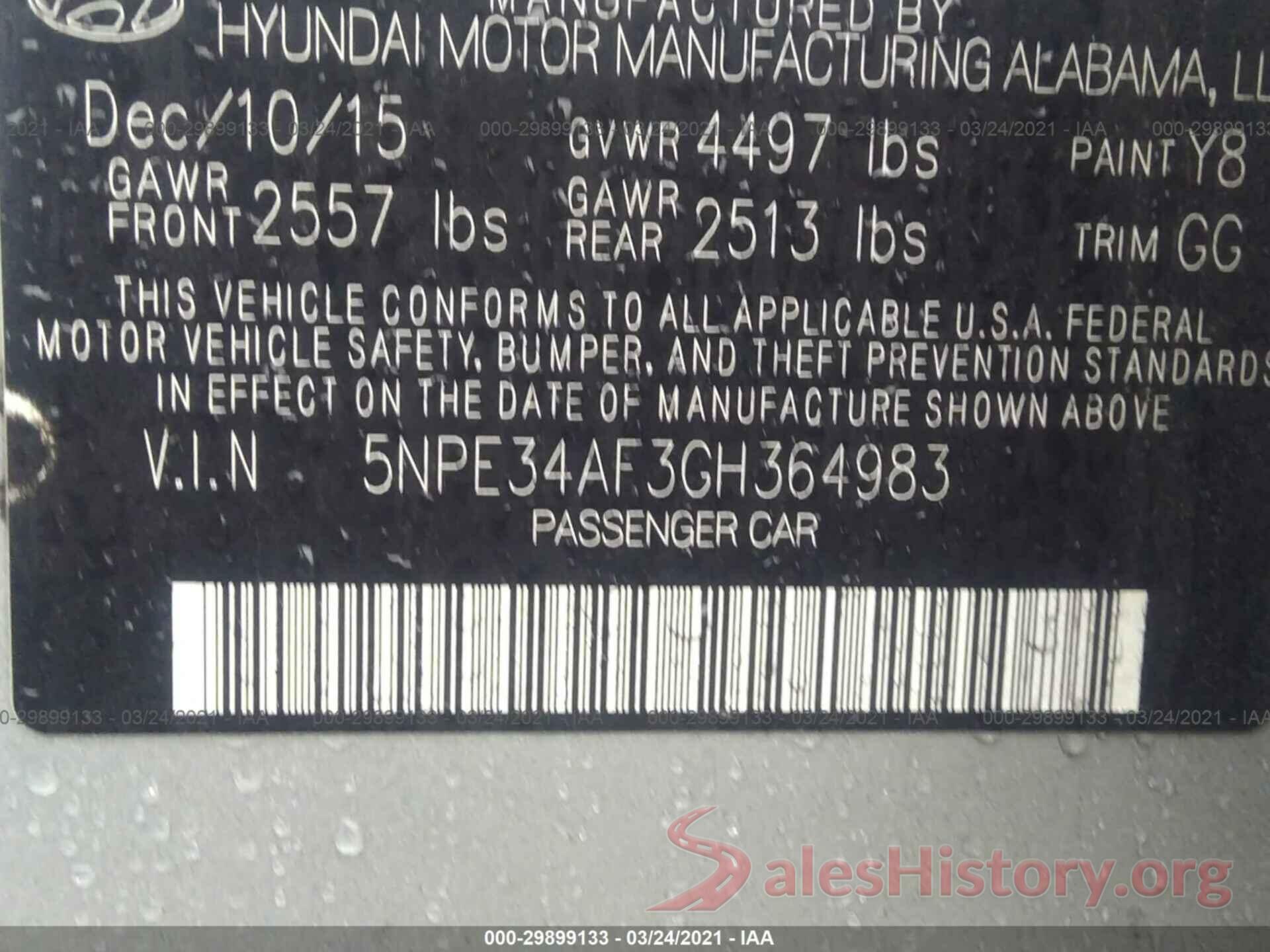 5NPE34AF3GH364983 2016 HYUNDAI SONATA