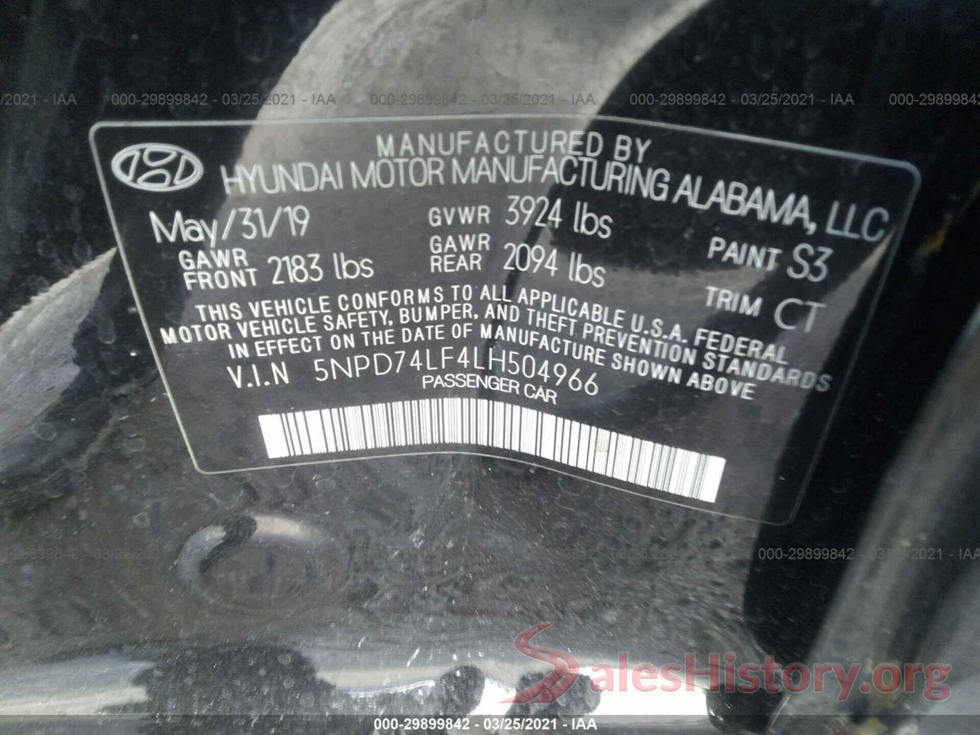 5NPD74LF4LH504966 2020 HYUNDAI ELANTRA