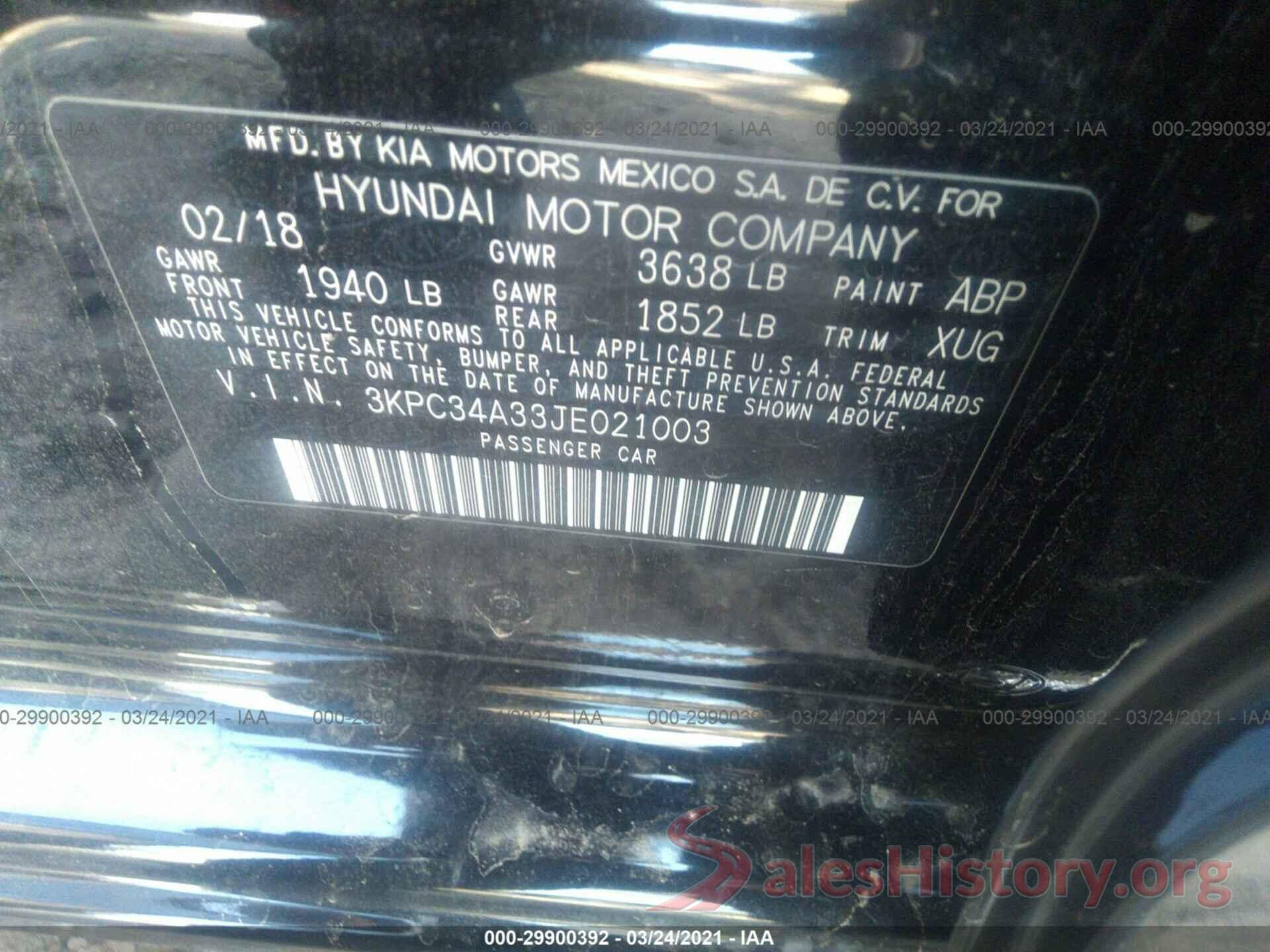 3KPC34A33JE021003 2018 HYUNDAI ACCENT