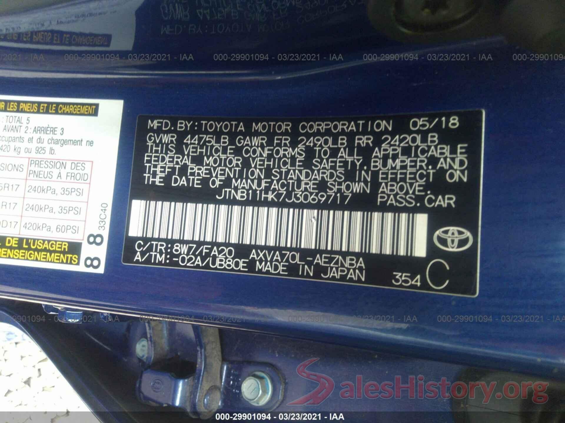 JTNB11HK7J3069717 2018 TOYOTA CAMRY