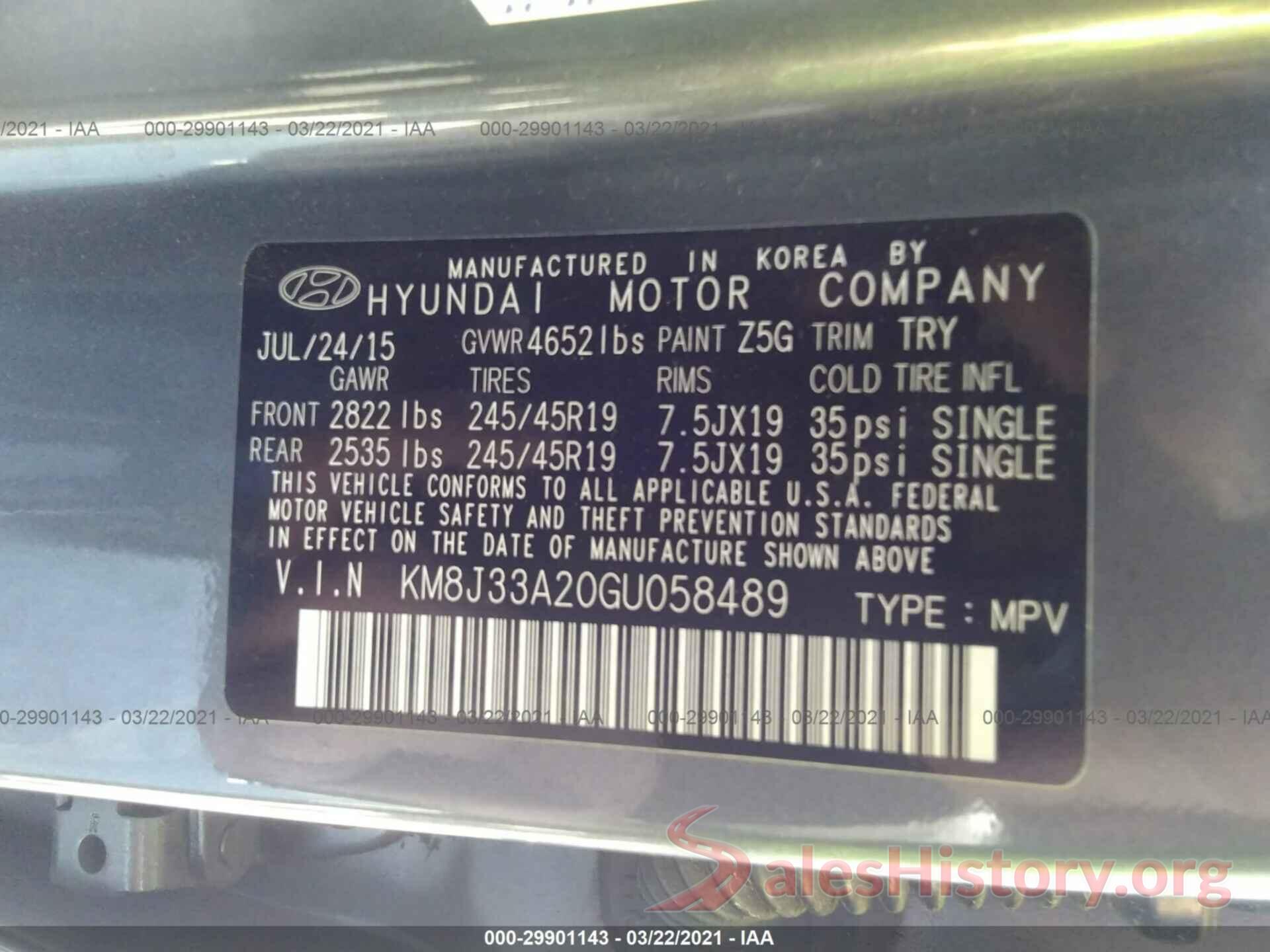 KM8J33A20GU058489 2016 HYUNDAI TUCSON