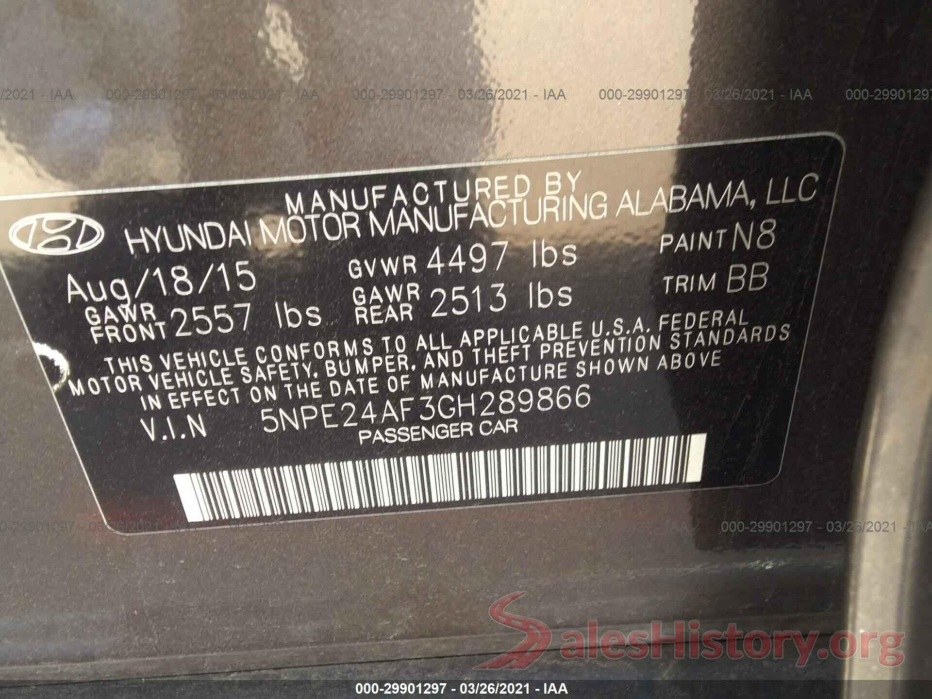 5NPE24AF3GH289866 2016 HYUNDAI SONATA