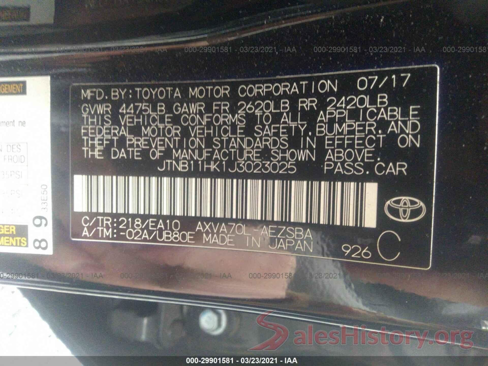 JTNB11HK1J3023025 2018 TOYOTA CAMRY