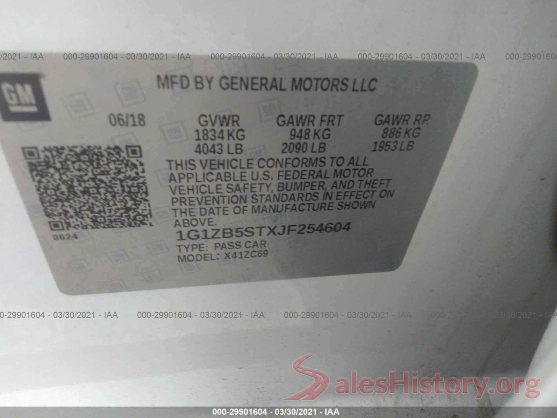 1G1ZB5STXJF254604 2018 CHEVROLET MALIBU