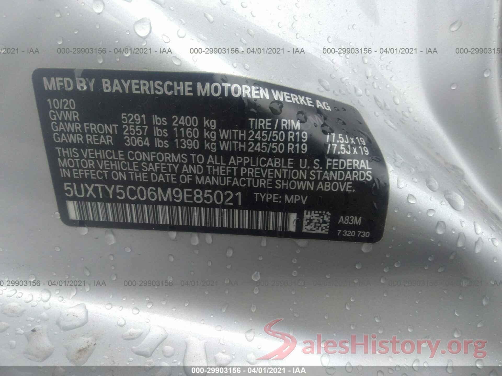 5UXTY5C06M9E85021 2021 BMW X3