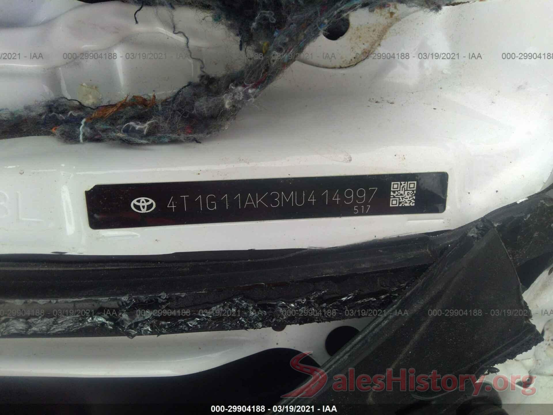 4T1G11AK3MU414997 2021 TOYOTA CAMRY