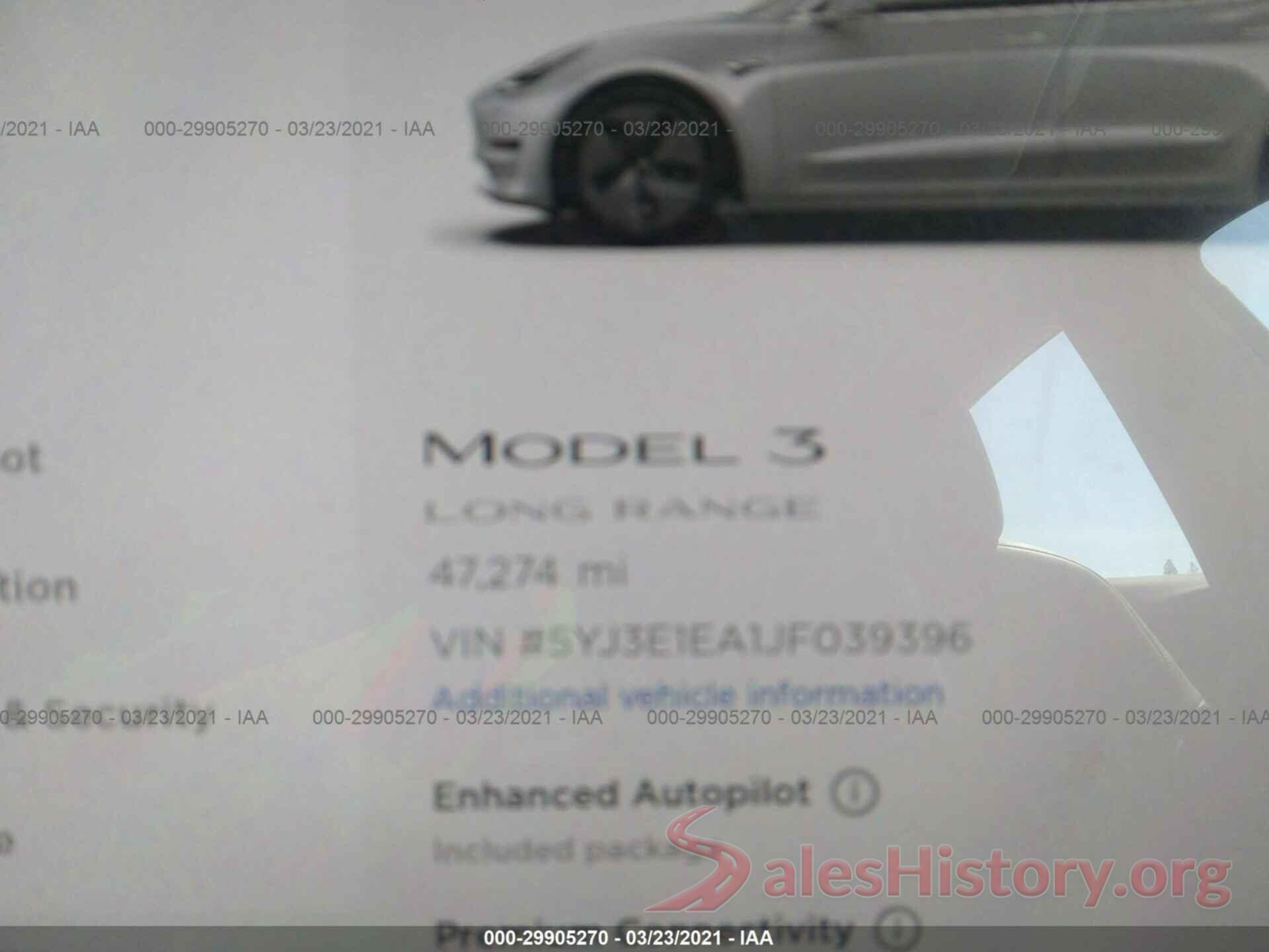 5YJ3E1EA1JF039396 2018 TESLA MODEL 3