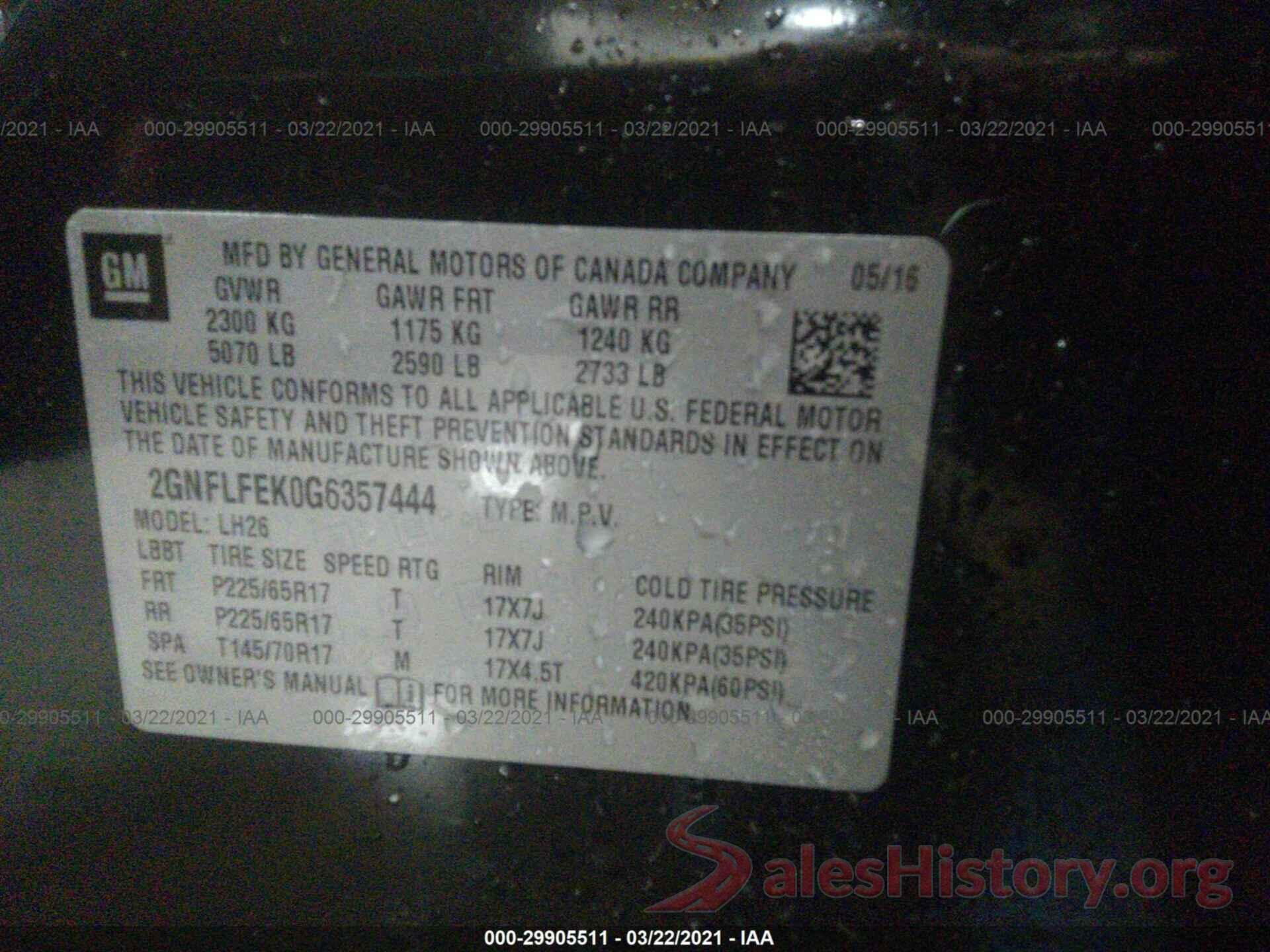 2GNFLFEK0G6357444 2016 CHEVROLET EQUINOX