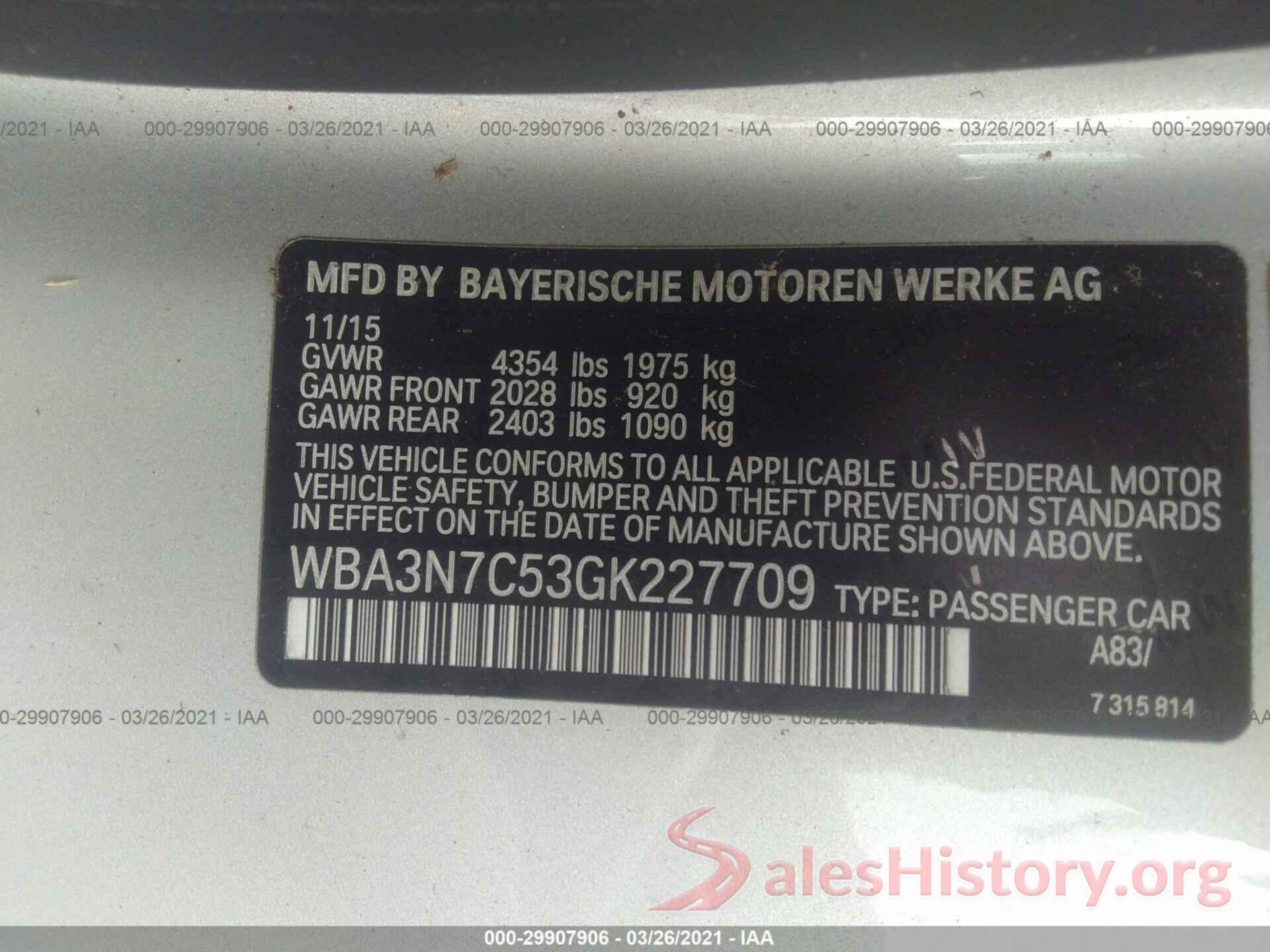 WBA3N7C53GK227709 2016 BMW 4 SERIES