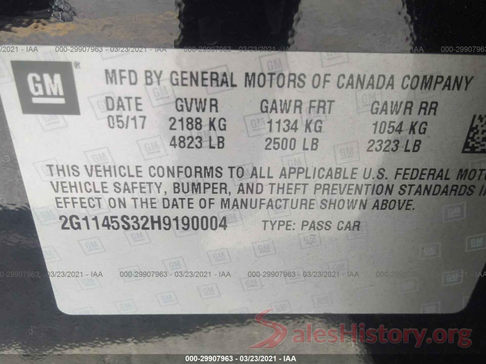 2G1145S32H9190004 2017 CHEVROLET IMPALA